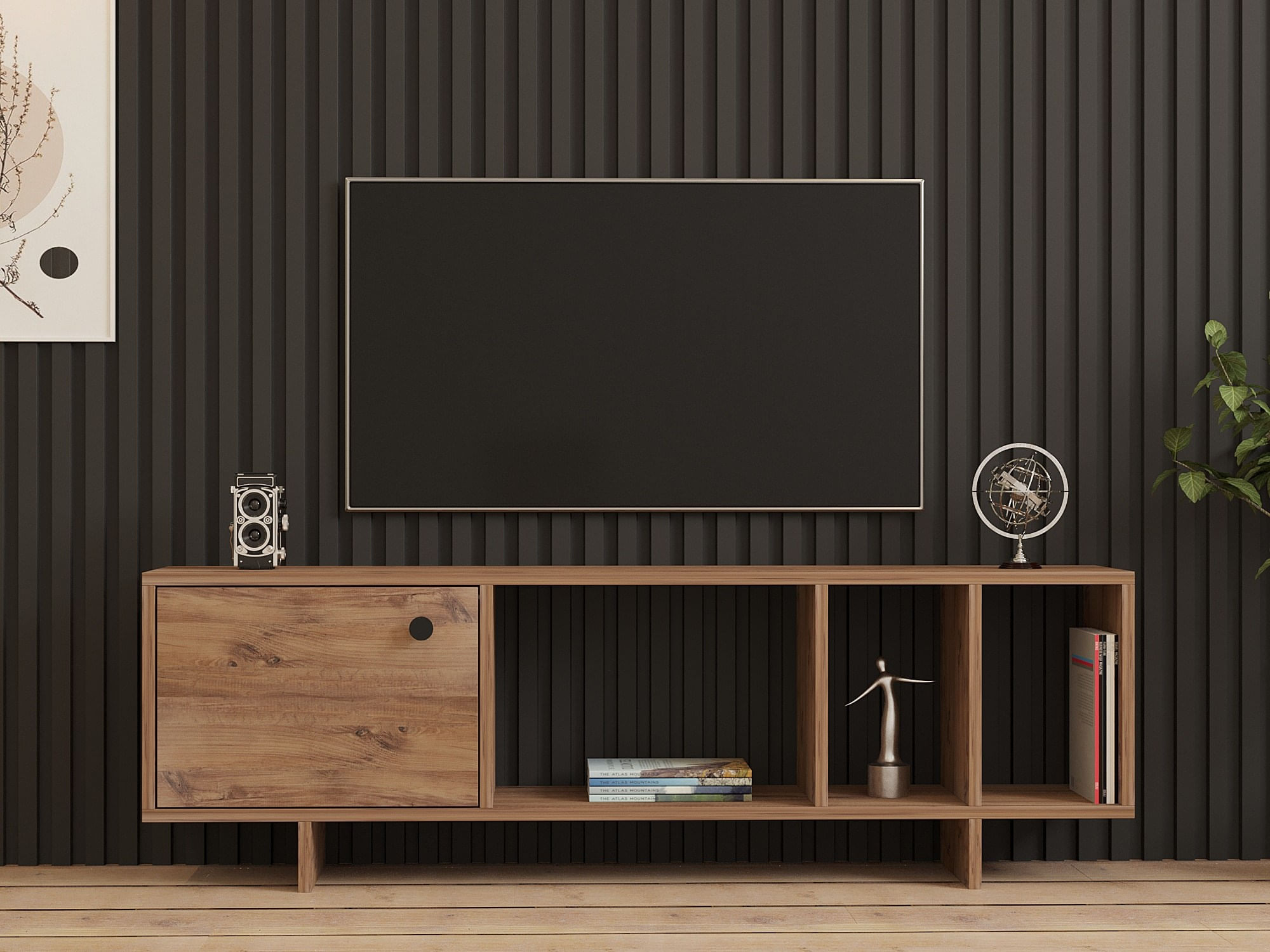Comoda tv, Hanah Home, panou de particule cu melamina, pin atlantic, 140x45x29 cm — imaginea 3
