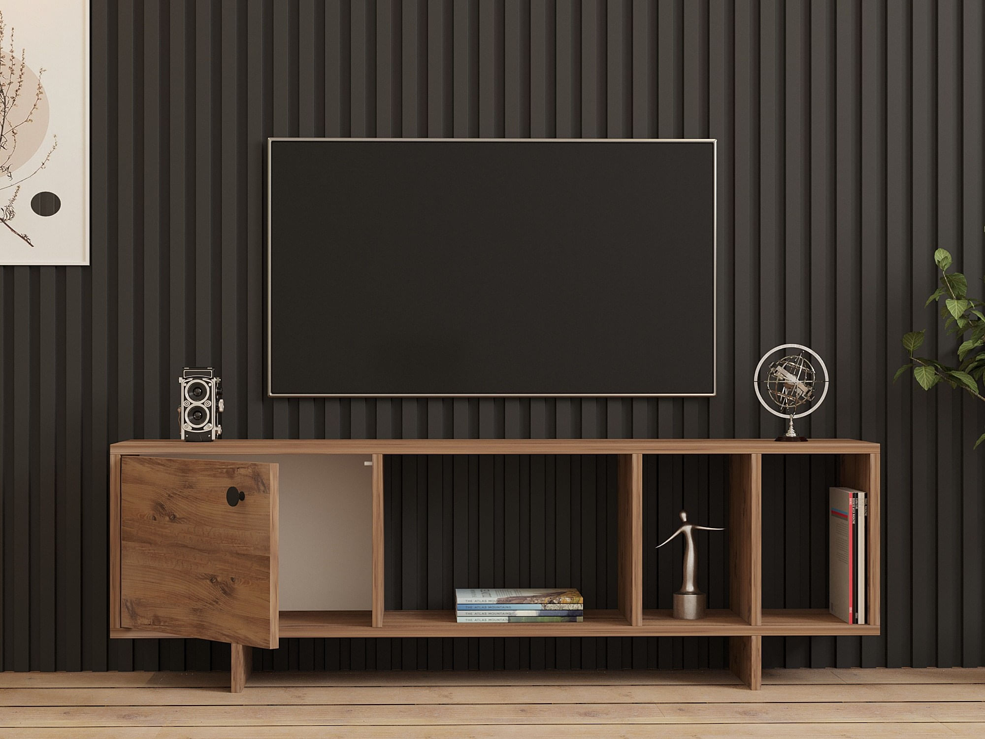 Comoda tv, Hanah Home, panou de particule cu melamina, pin atlantic, 140x45x29 cm — imaginea 4