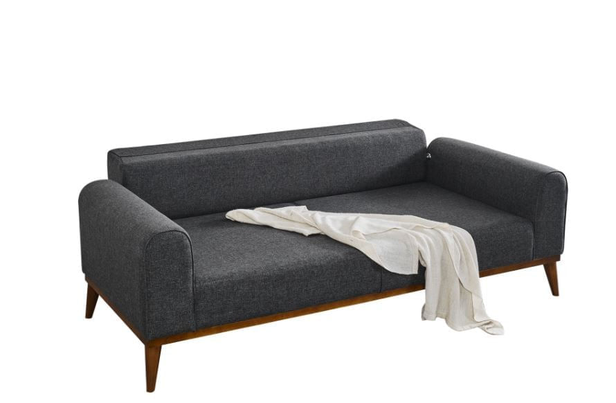 Canapea extensibila, Atelier Del Sofa, lemn fag si placi aglomerate, antracit, 222x90x80 cm — imaginea 2