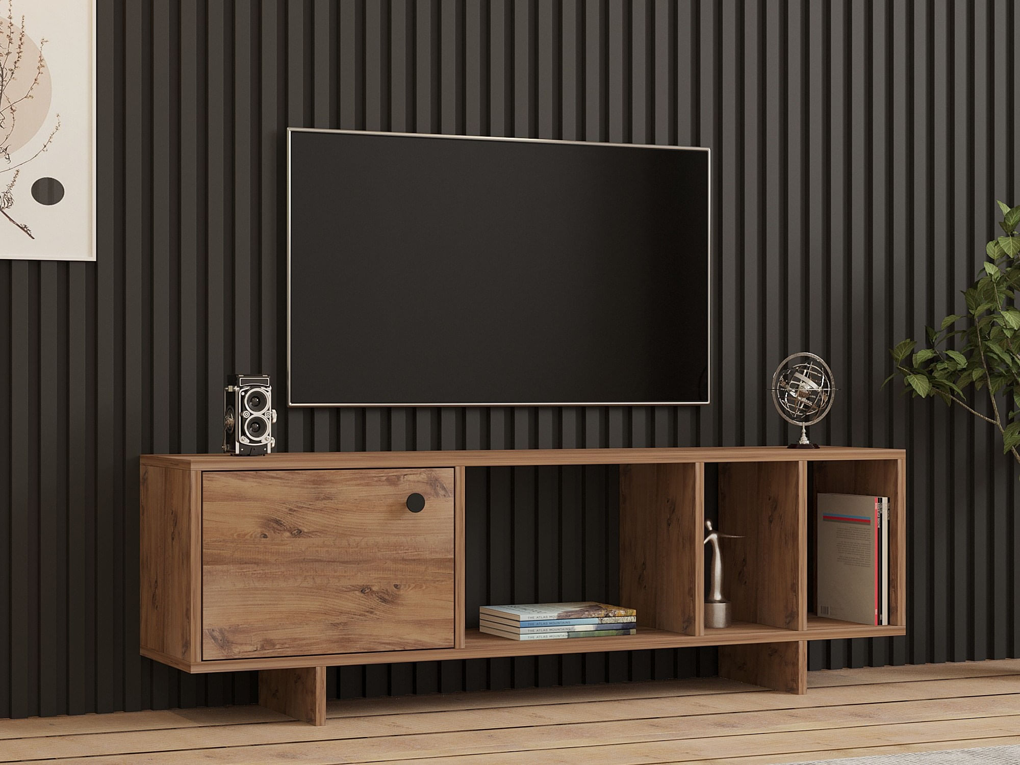 Comoda tv, Hanah Home, panou de particule cu melamina, pin atlantic, 140x45x29 cm — imaginea 6