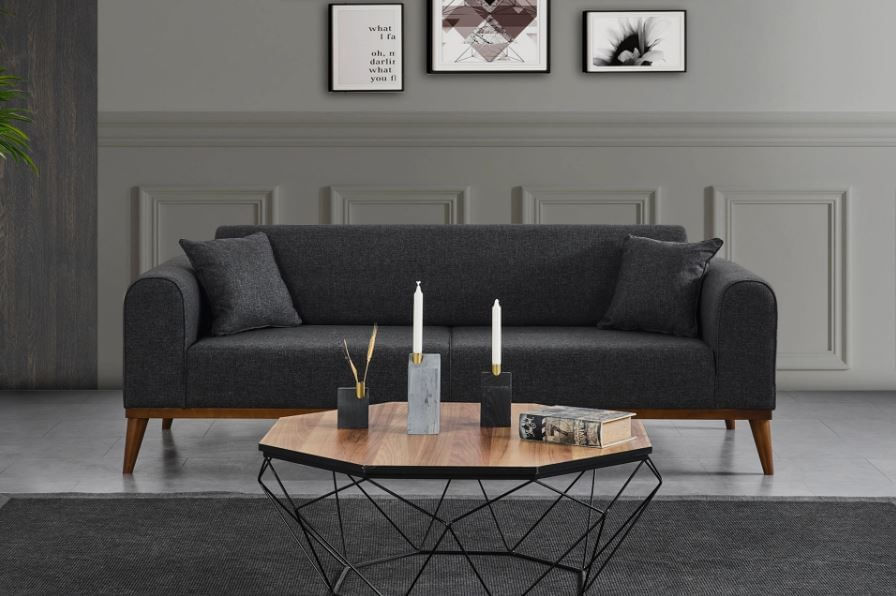 Canapea extensibila, Atelier Del Sofa, lemn fag si placi aglomerate, antracit, 222x90x80 cm — imaginea 4