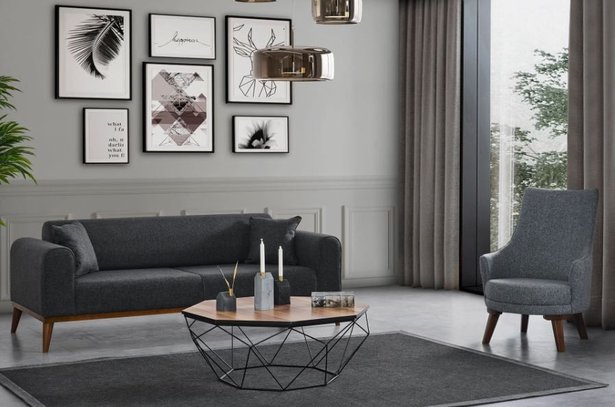 Canapea extensibila, Atelier Del Sofa, lemn fag si placi aglomerate, antracit, 222x90x80 cm — imaginea 7