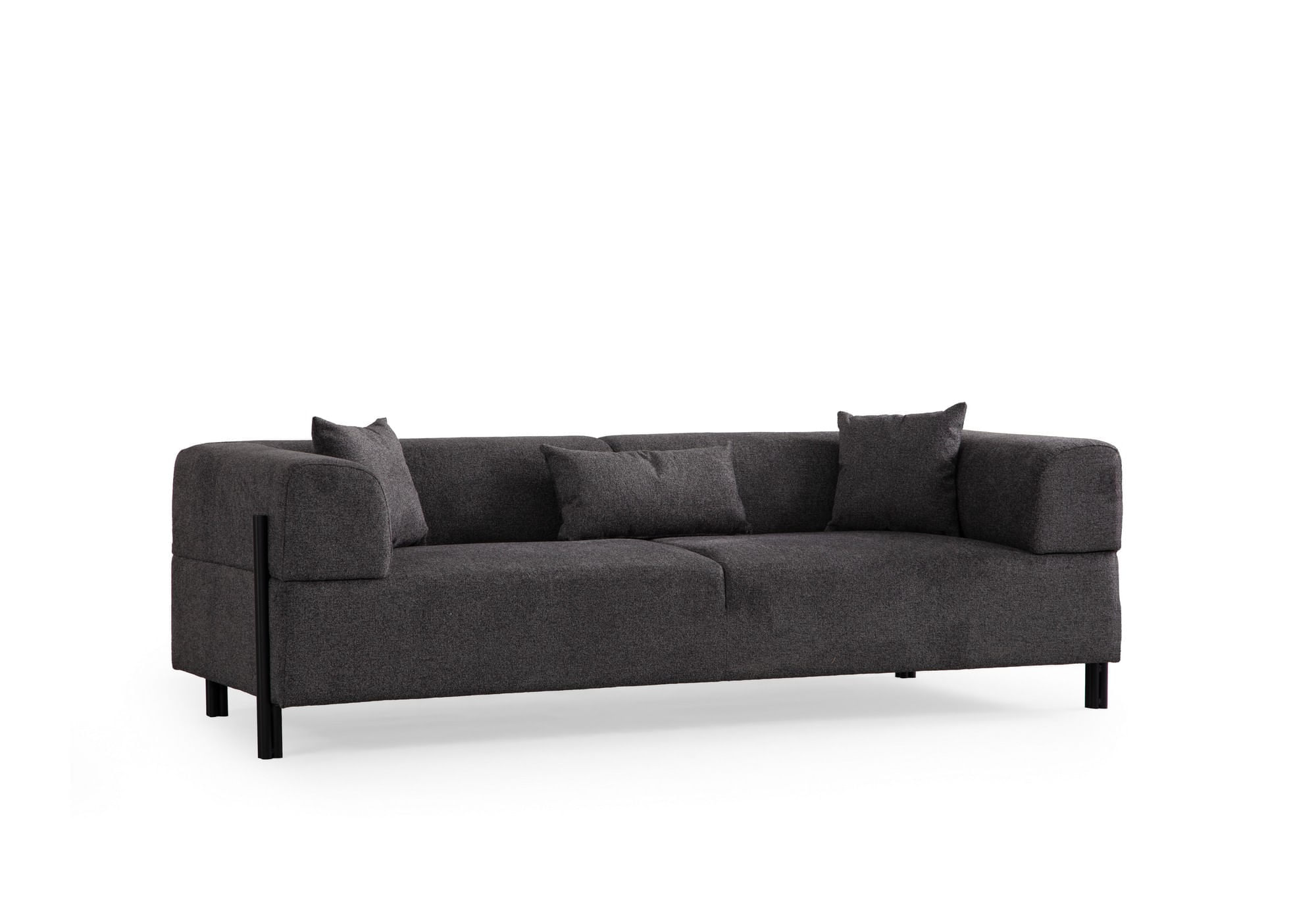 Canapea 3 locuri, Hanah Home, lemn fag si pal, antracit, 225x93x75 cm