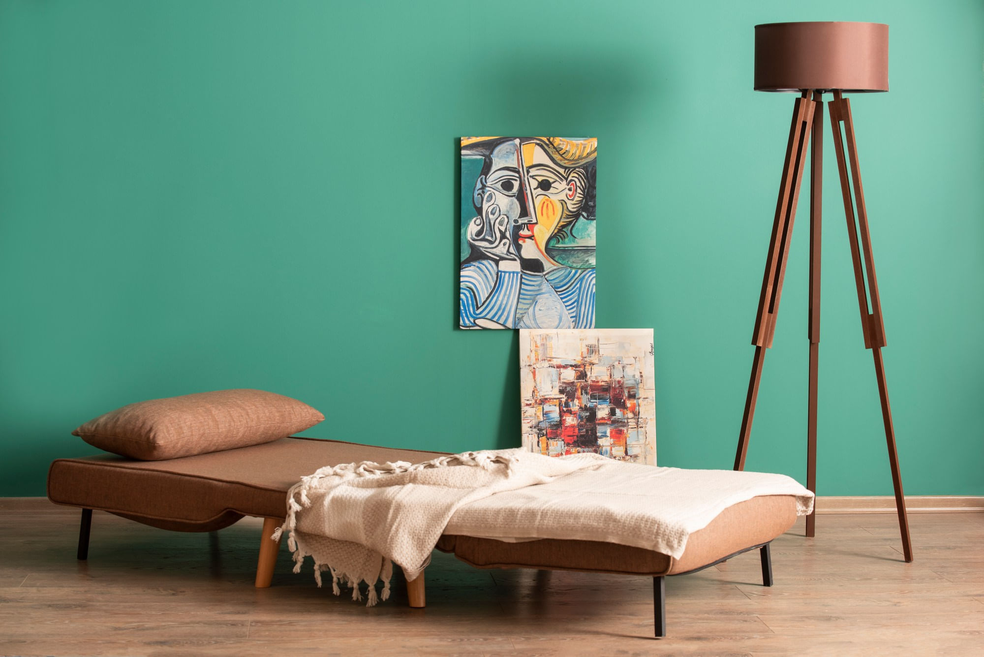 Canapea extensibila, Hanah Home, metal, maro, 180x80 cm — imaginea 5