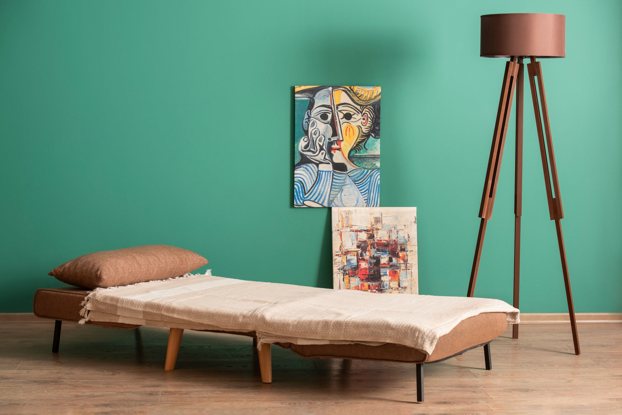 Canapea extensibila, Hanah Home, metal, maro, 180x80 cm — imaginea 6