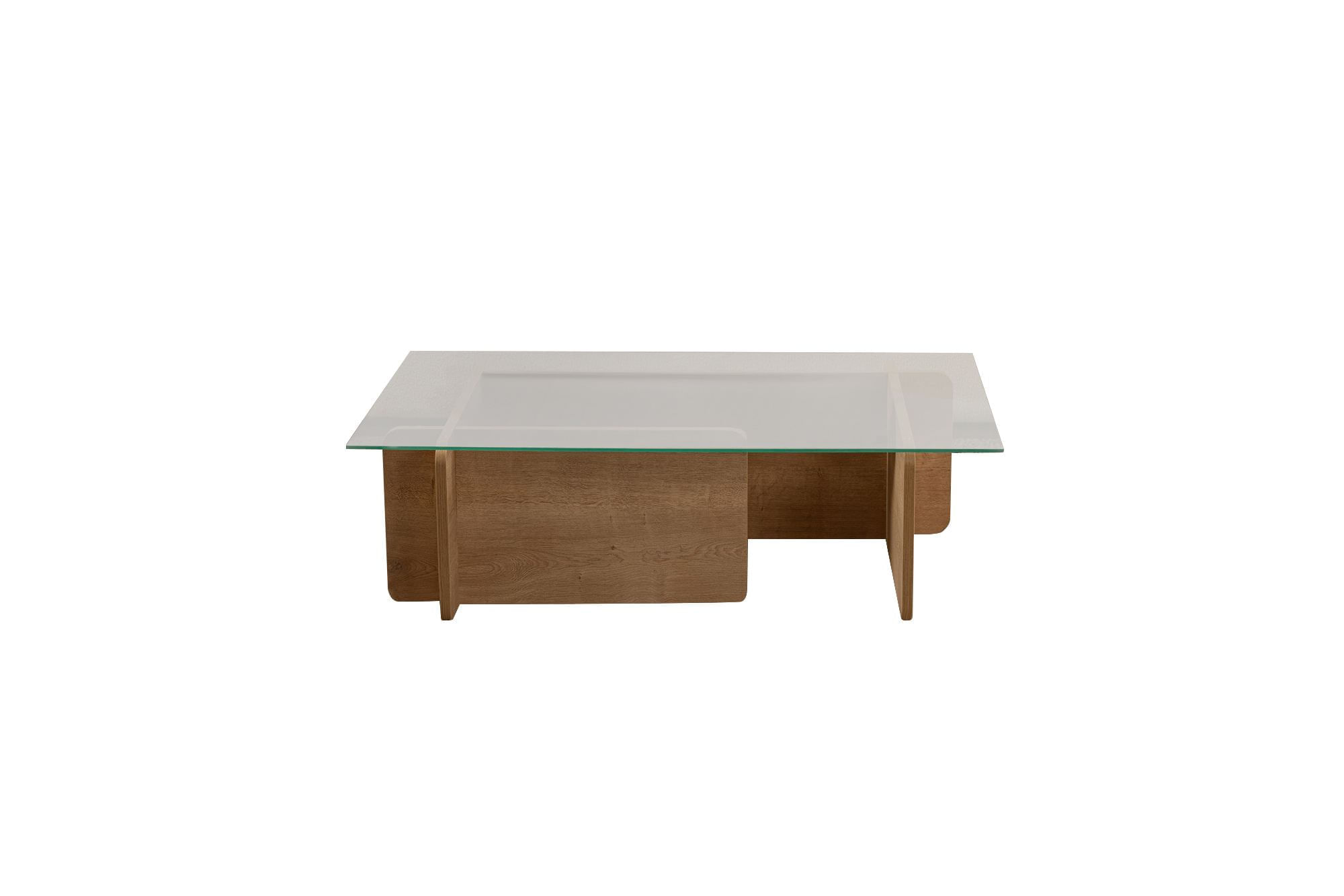 Masuta de cafea, Hanah Home, sticla securizata si pal melaminat, stejar, 105x65x30 cm — imaginea 2