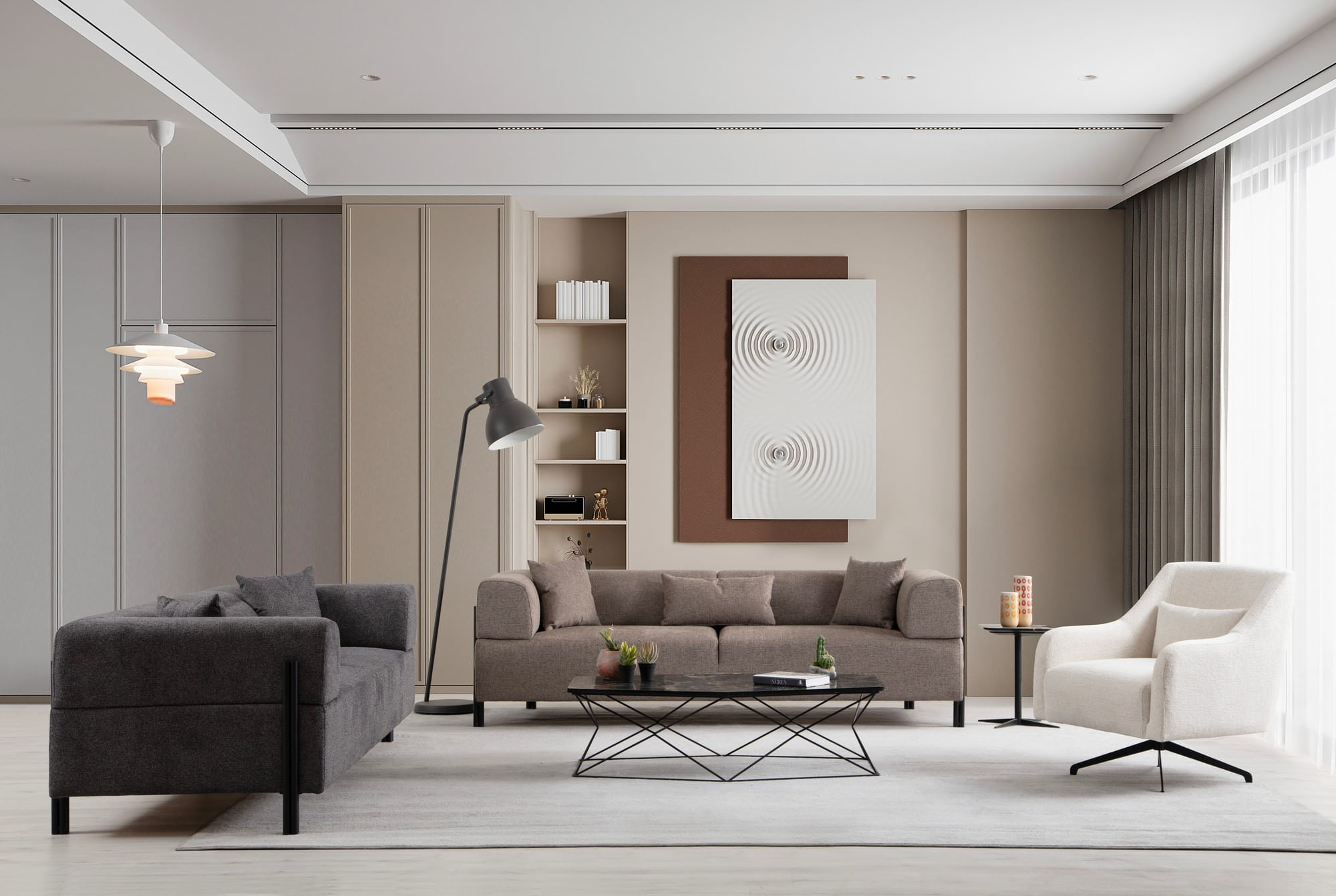 Canapea 3 locuri, Hanah Home, lemn fag si pal, antracit, 225x93x75 cm — imaginea 5