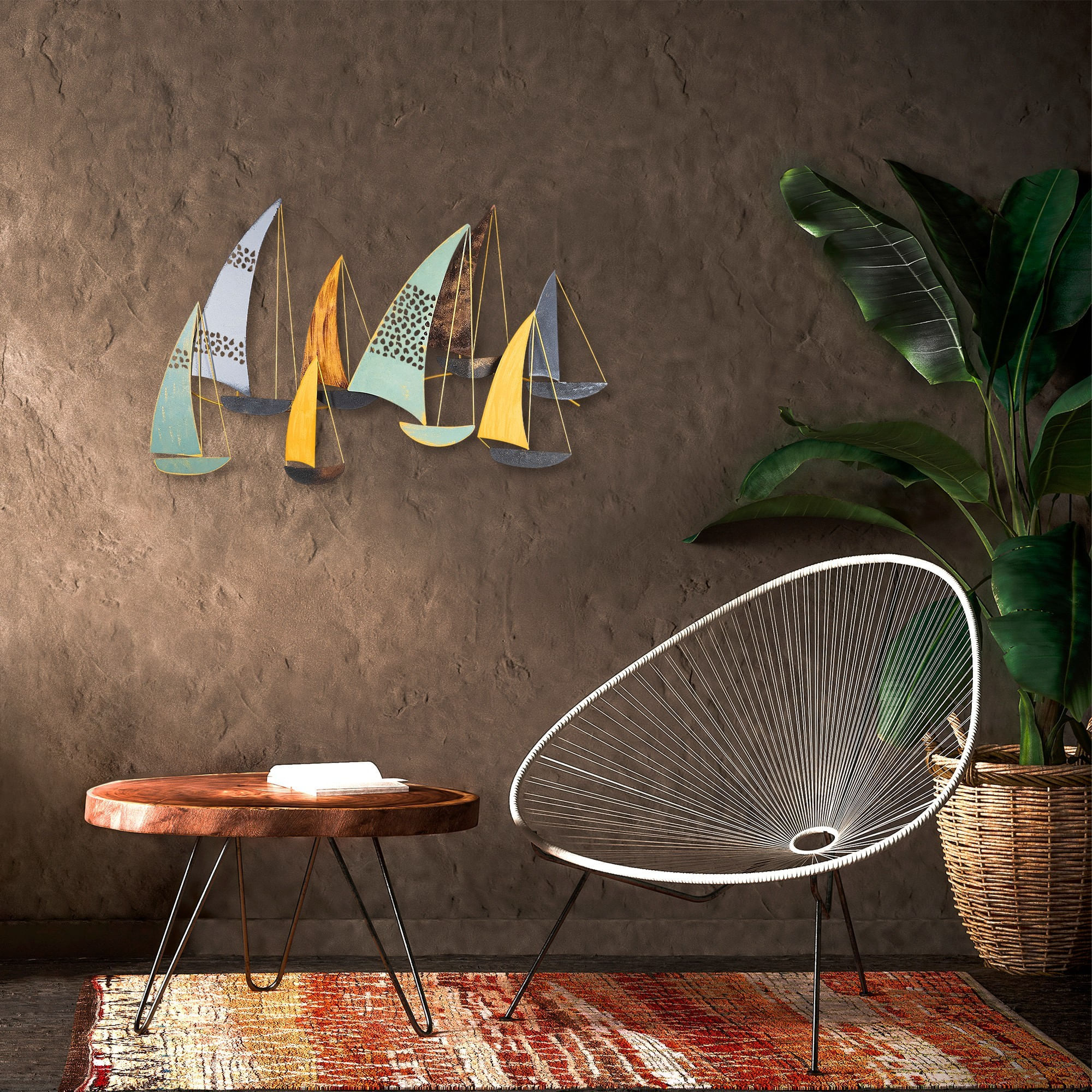 Accesoriu decorativ de perete, Wallxpert, metal, multicolor, 111x70x8 cm - imagine 3