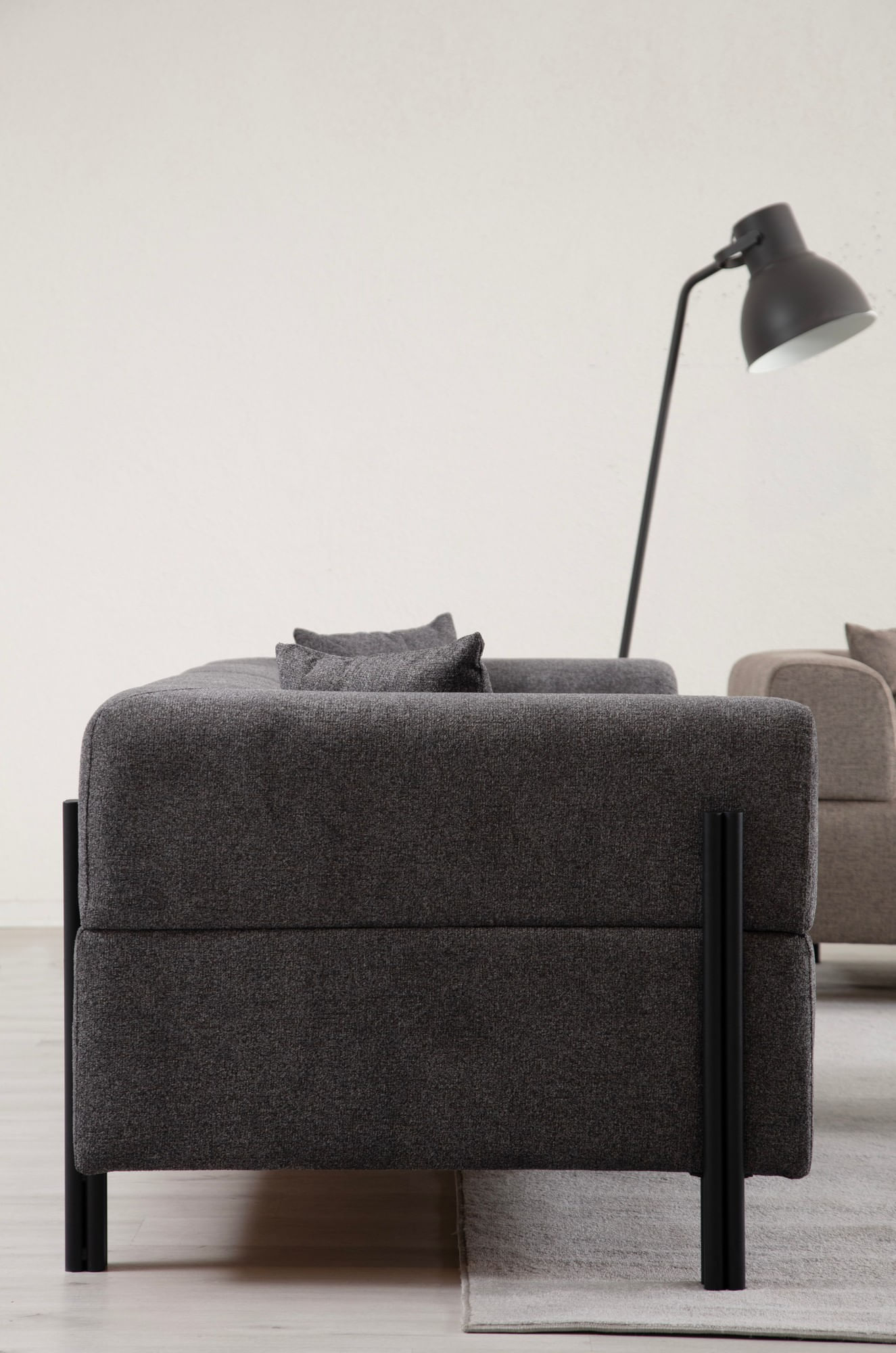 Canapea 3 locuri, Hanah Home, lemn fag si pal, antracit, 225x93x75 cm — imaginea 6