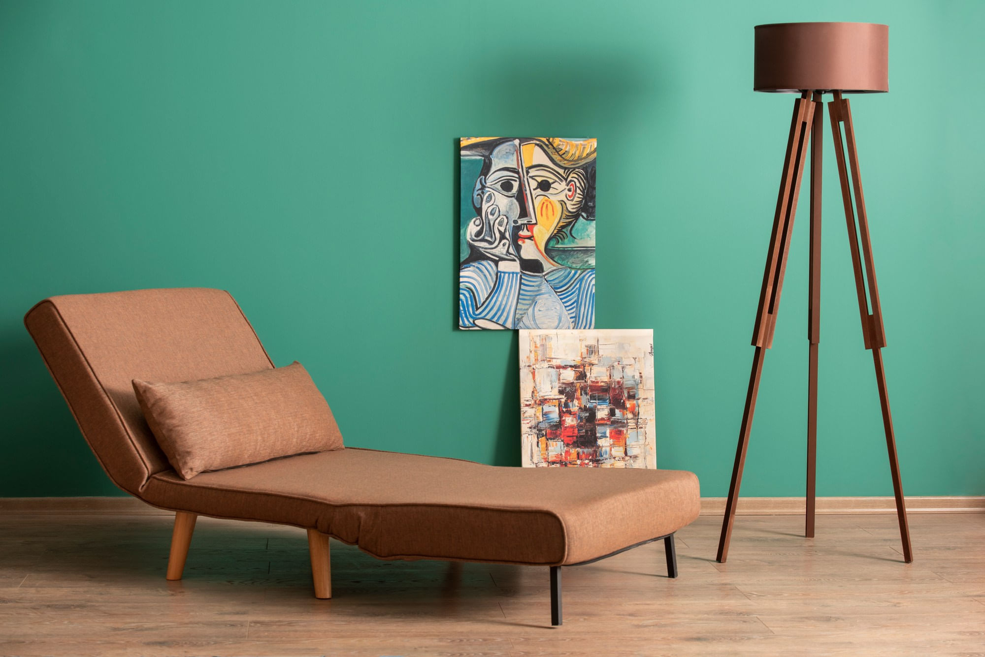 Canapea extensibila, Hanah Home, metal, maro, 180x80 cm — imaginea 9