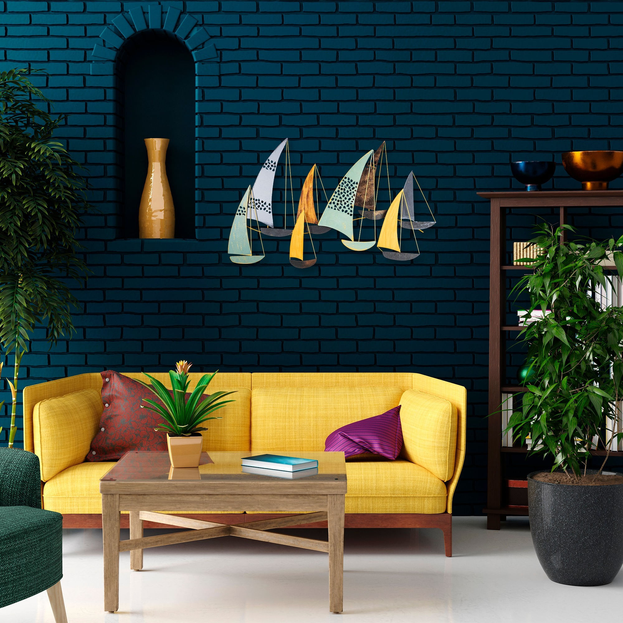 Accesoriu decorativ de perete, Wallxpert, metal, multicolor, 111x70x8 cm - imagine 4