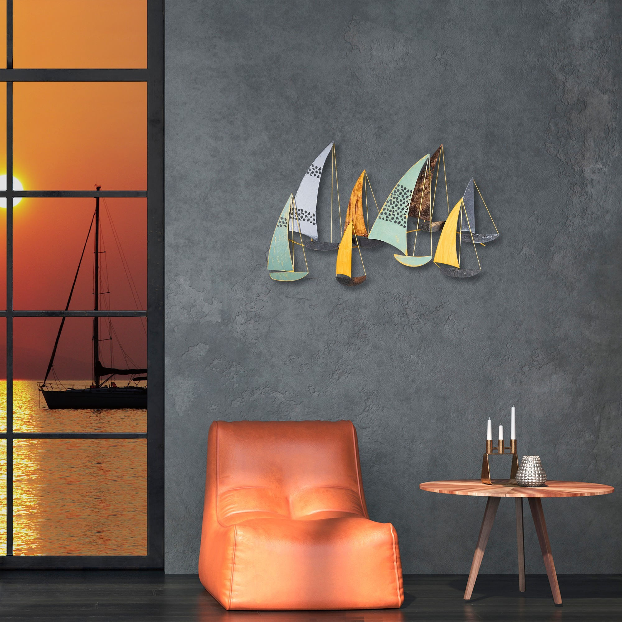 Accesoriu decorativ de perete, Wallxpert, metal, multicolor, 111x70x8 cm - imagine 5