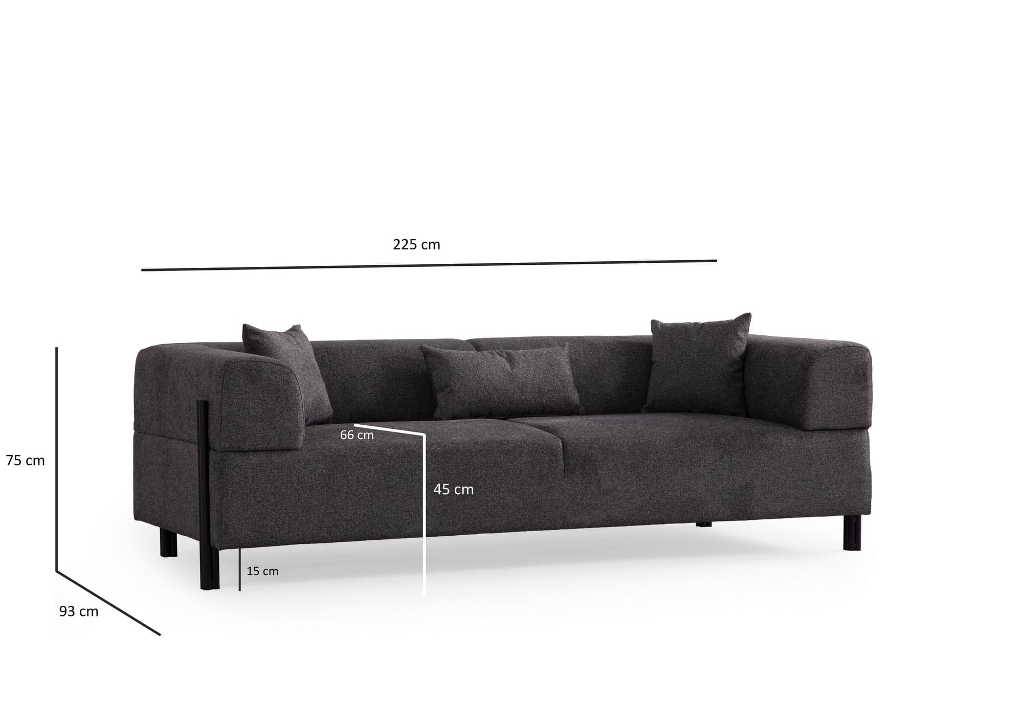 Canapea 3 locuri, Hanah Home, lemn fag si pal, antracit, 225x93x75 cm — imaginea 10