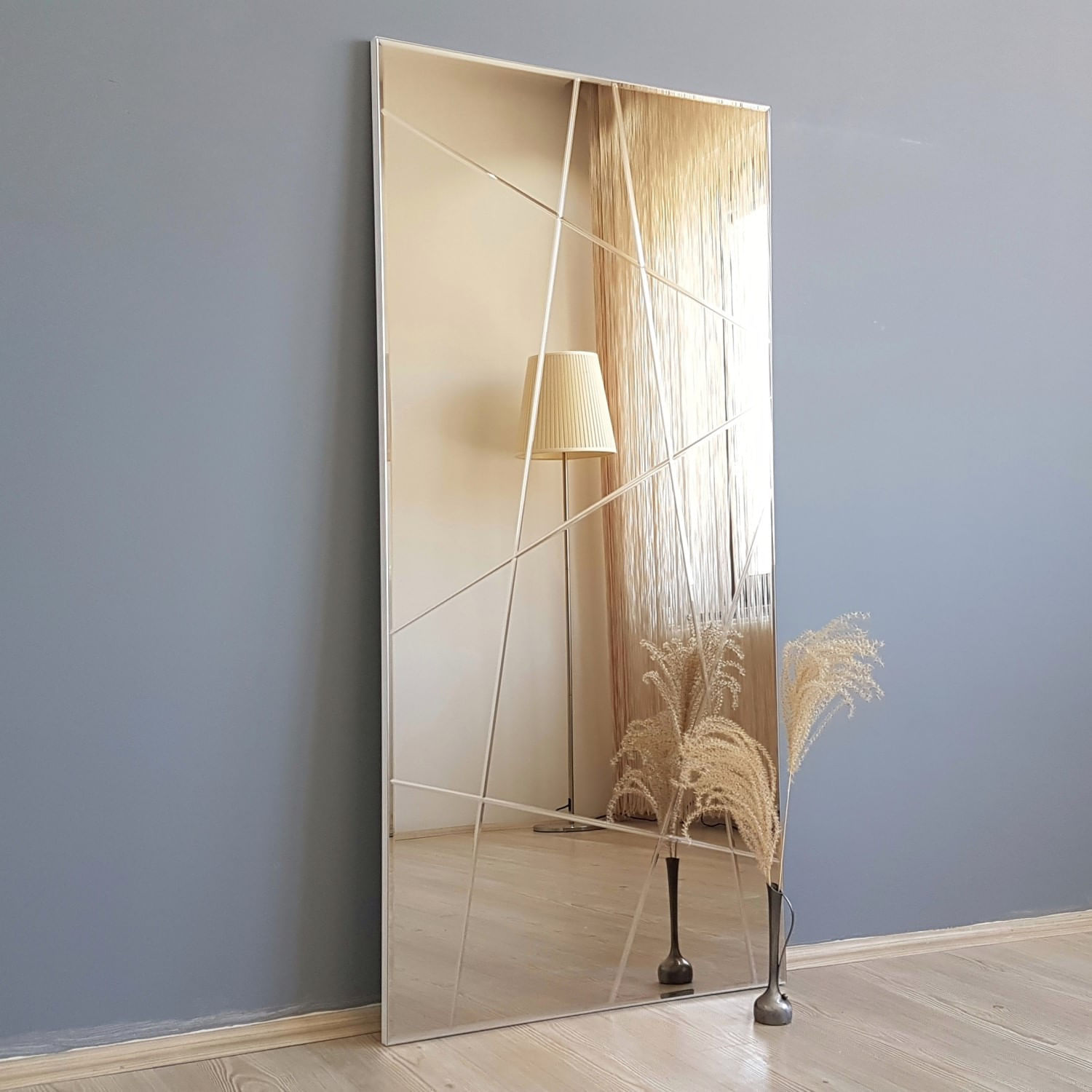 Oglinda, Hanah Home, mdf, argintiu, 62x130 cm, 552NOS2140
