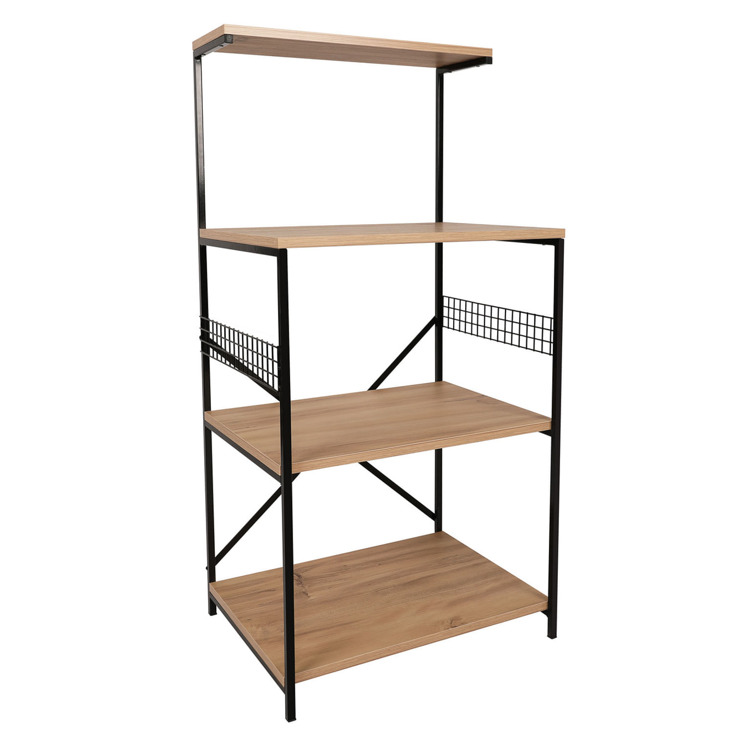 Etajera, Hanah Home, pal melaminat, negru si pin, 60x45x124 cm