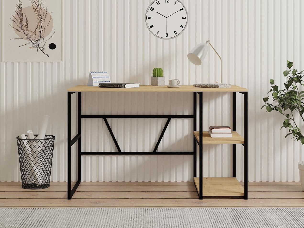 Birou de studiu, Hanah Home, pal melaminat, stejar safir, 120x60x74 cm — imaginea 3
