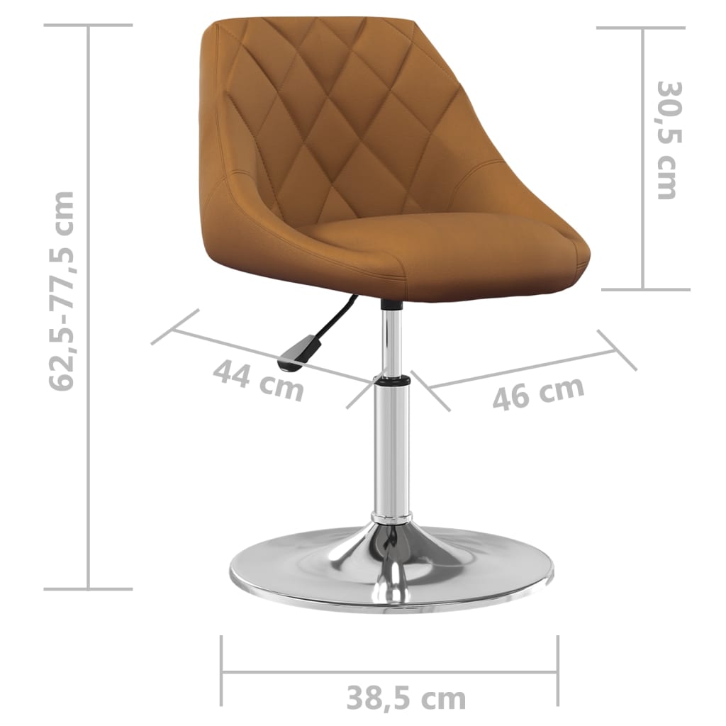 Scaune de bucatarie pivotante, 2 buc., maro, catifea — imaginea 9