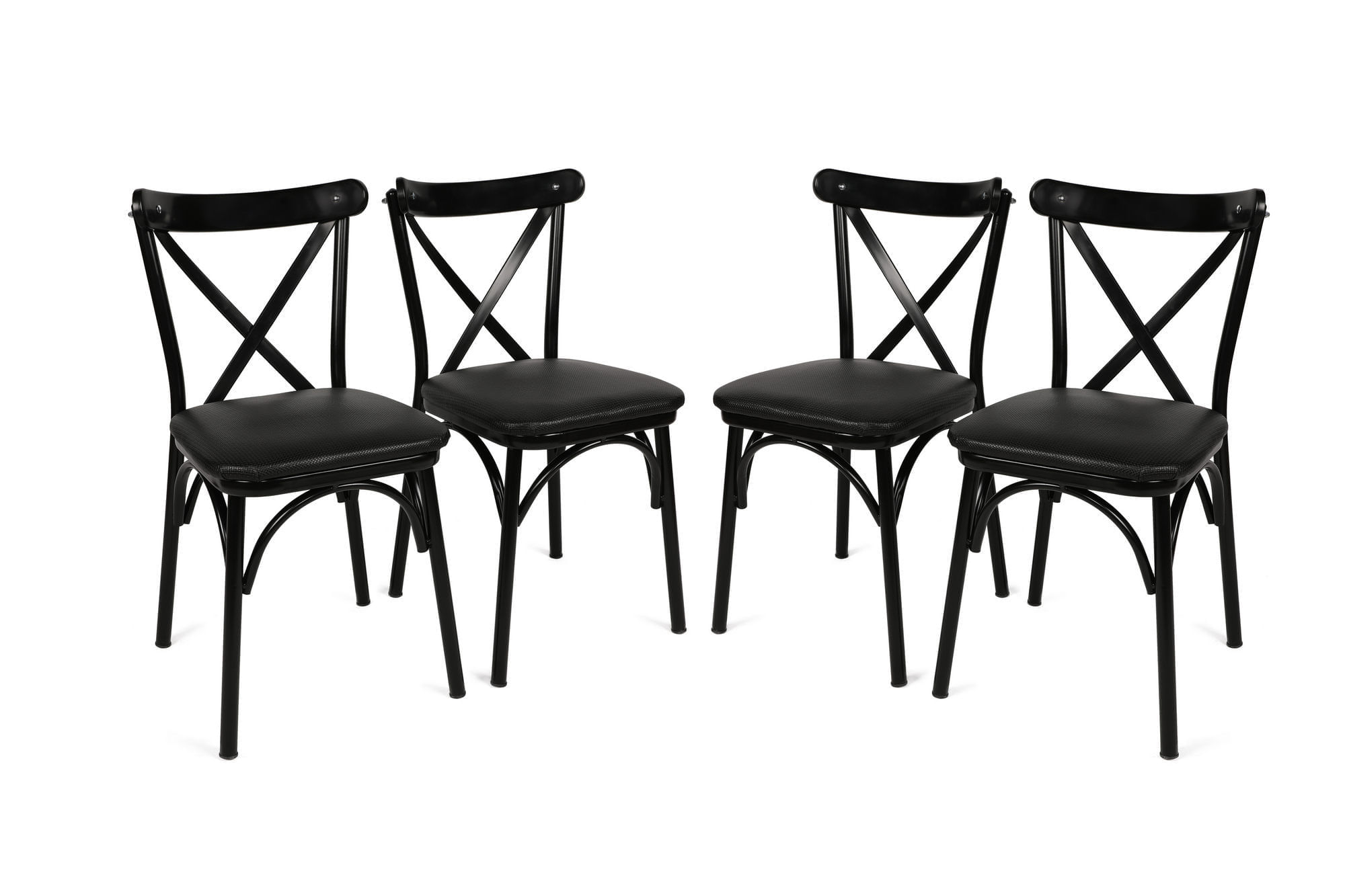 Set scaune, Hanah Home, pal melaminat, negru, 42x40x81 cm, 4 bucati