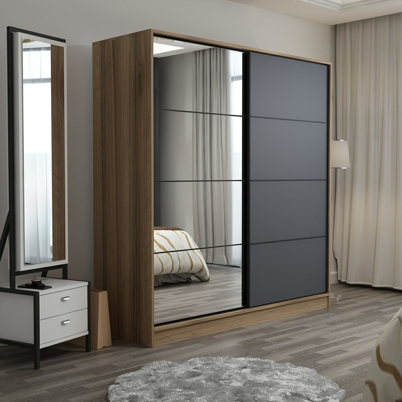 Sifonier, Hanah Home, pal melaminat, dore, 220x210x52 cm — imaginea 4