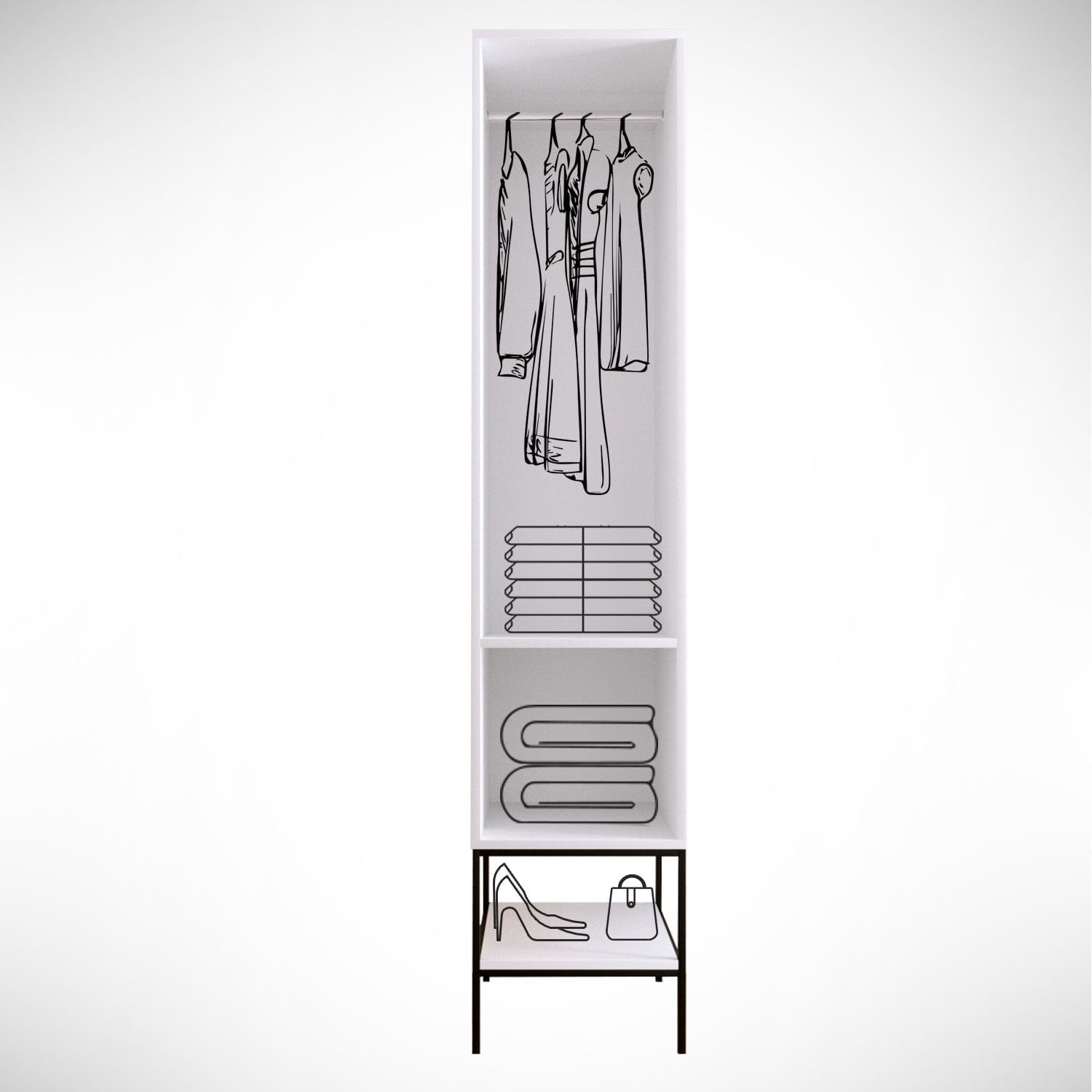 Sifonier, Hanah Home, pal melaminat, alb negru auriu, 42x50x200 cm — imaginea 3