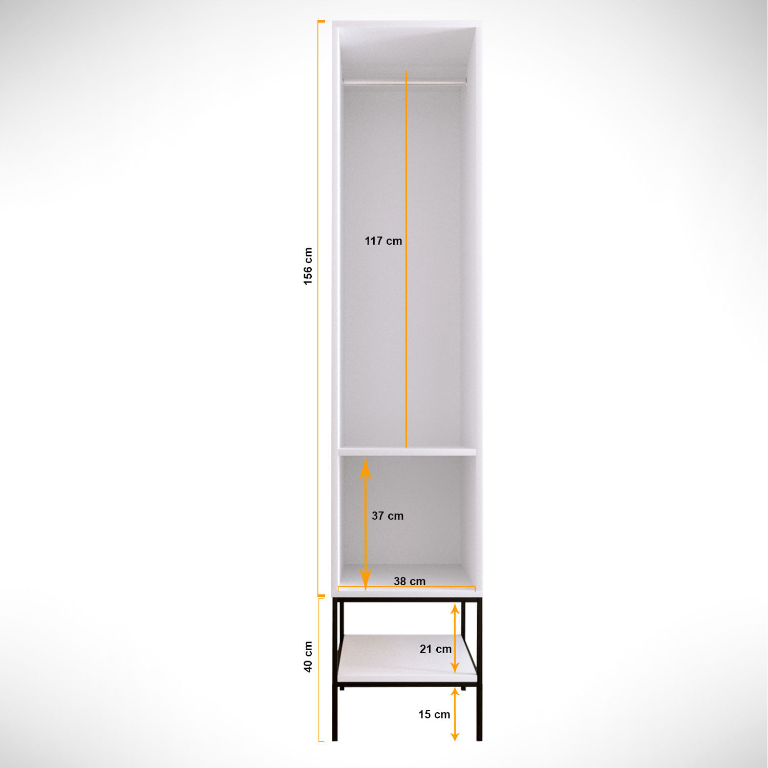 Sifonier, Hanah Home, pal melaminat, alb negru auriu, 42x50x200 cm — imaginea 4