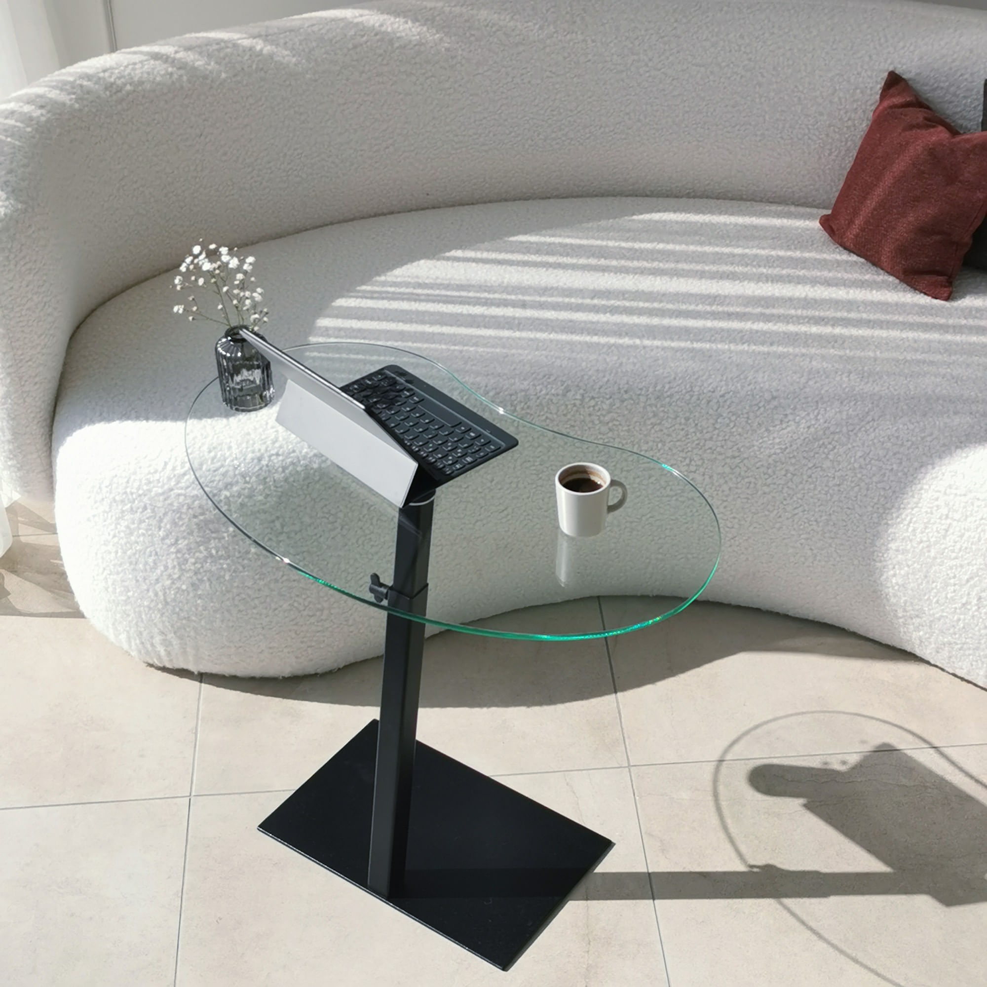 Masuta de cafea, Hanah Home, sticla securizata si metal, negru, 70x40x75 cm — imaginea 2