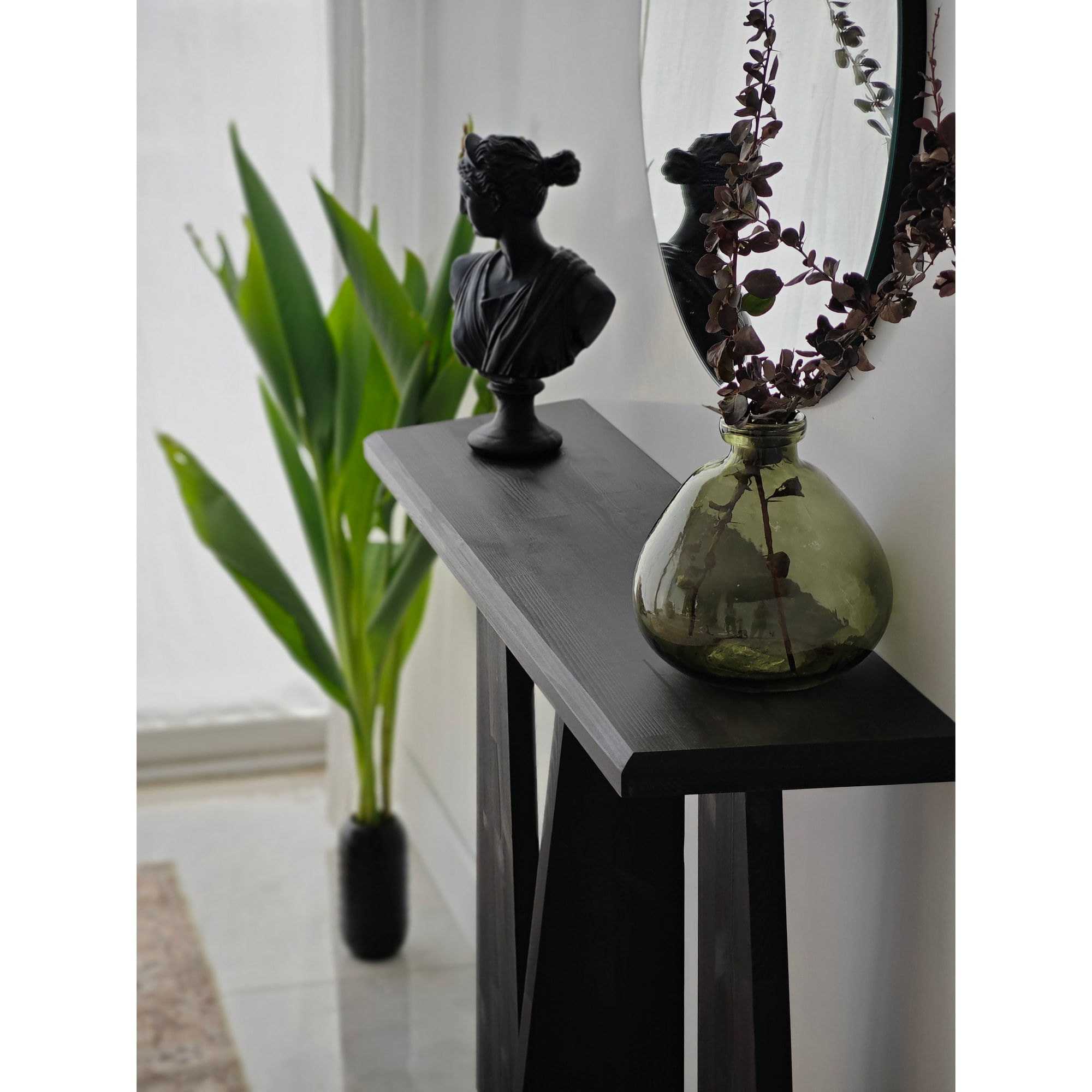 Comoda, Hanah Home, lemn masiv, antracit, 100x28x83 cm — imaginea 6
