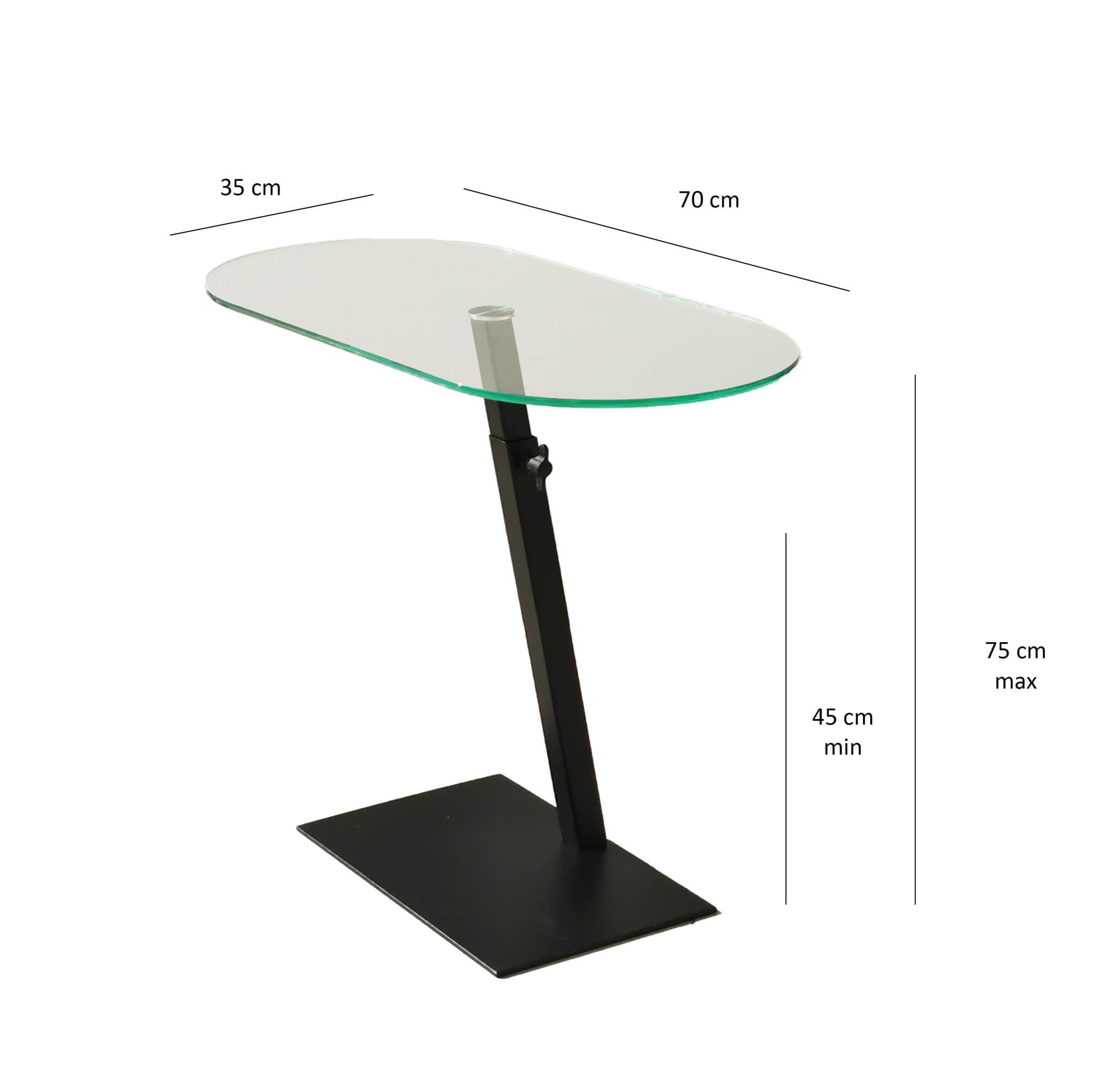 Masuta de cafea, Hanah Home, sticla securizata, cadru metalic, negru, 70x35x75 cm — imaginea 5