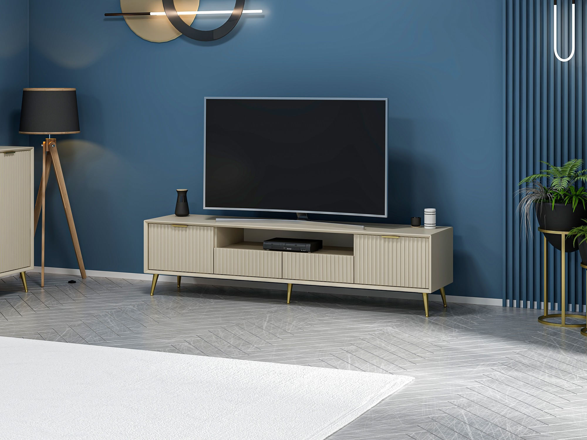 Comoda tv, Hanah Home, pal melaminat, gresie, 180x45x35 cm — imaginea 5