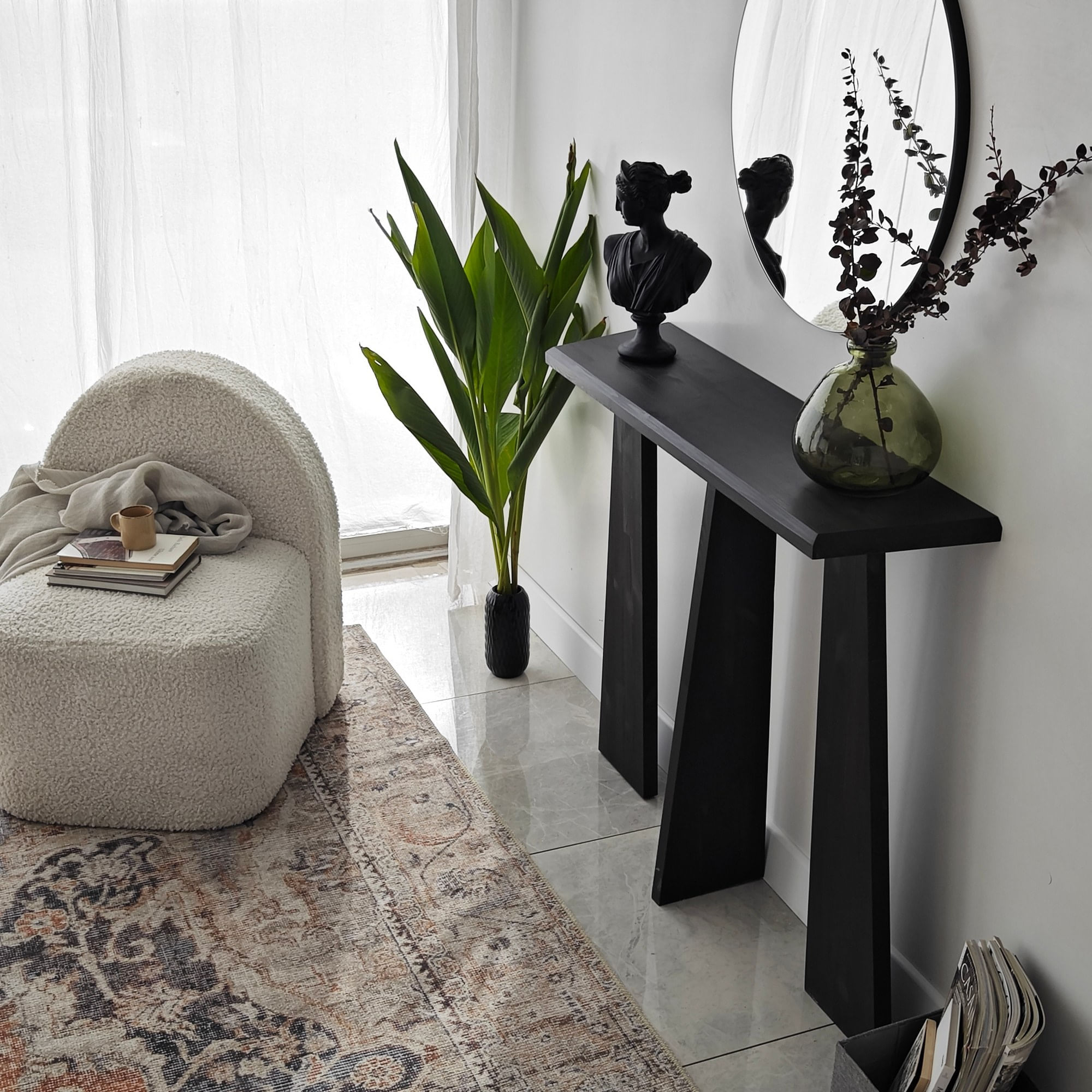 Comoda, Hanah Home, lemn masiv, antracit, 100x28x83 cm — imaginea 7