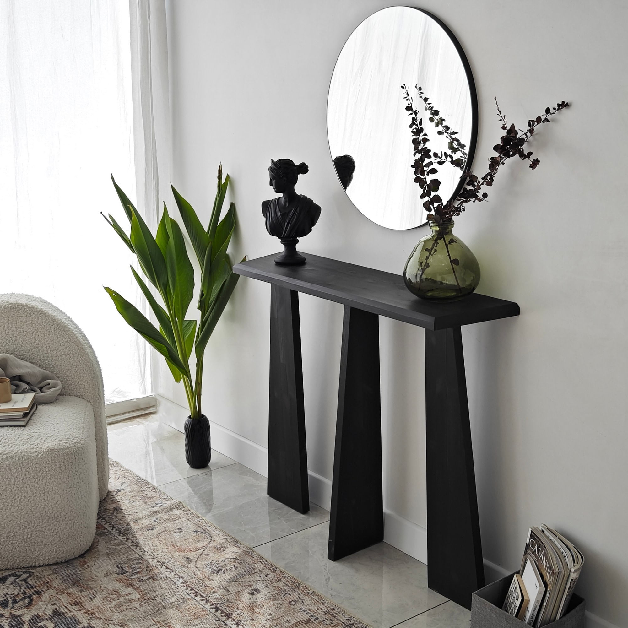 Comoda, Hanah Home, lemn masiv, antracit, 100x28x83 cm — imaginea 8