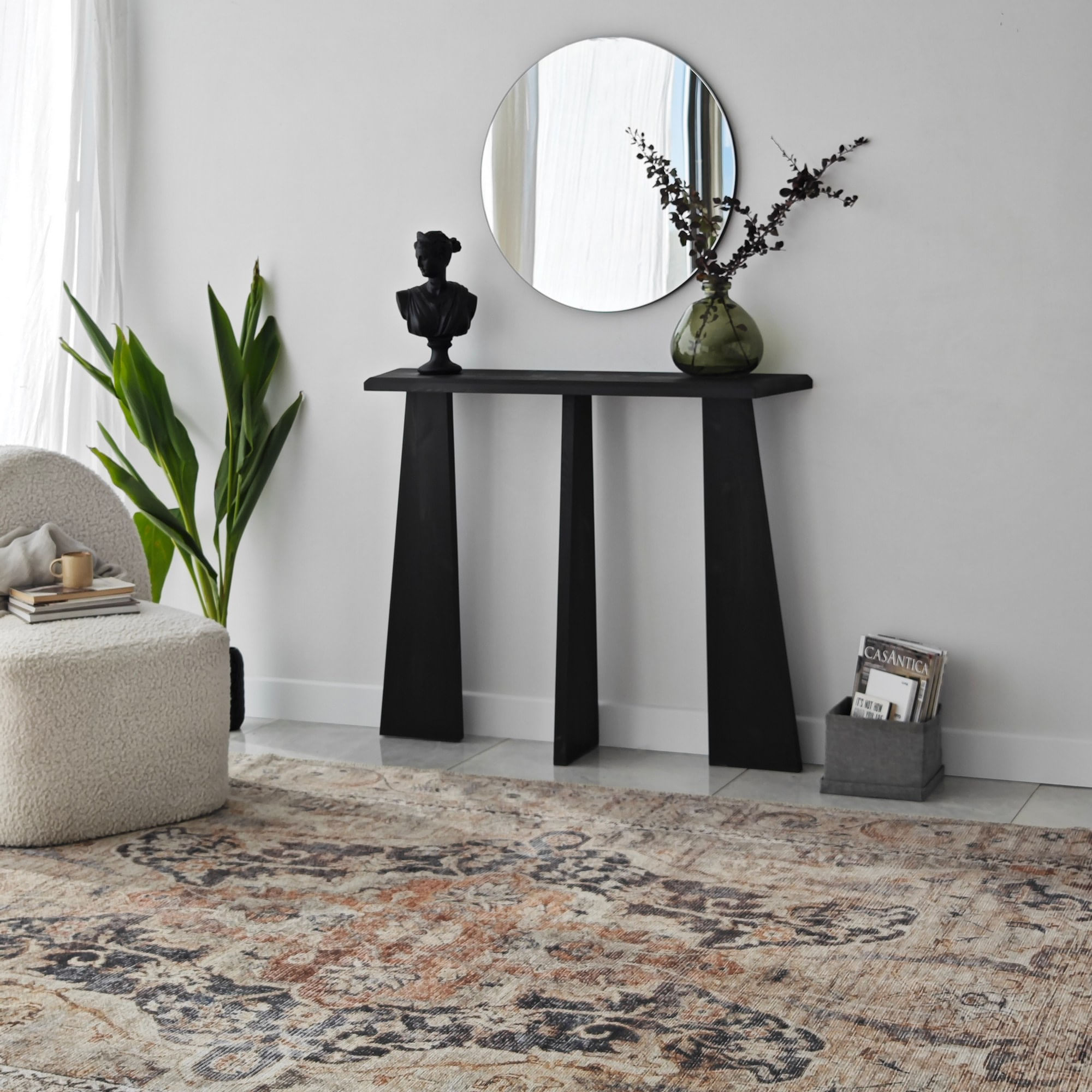 Comoda, Hanah Home, lemn masiv, antracit, 100x28x83 cm — imaginea 10
