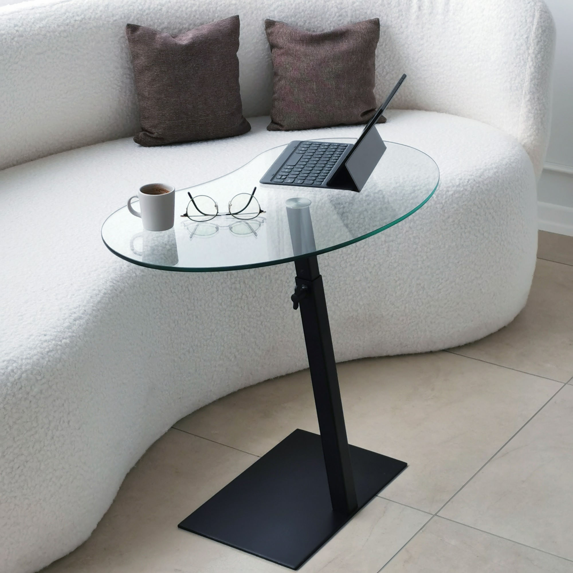 Masuta de cafea, Hanah Home, sticla securizata si metal, negru, 70x40x75 cm — imaginea 5