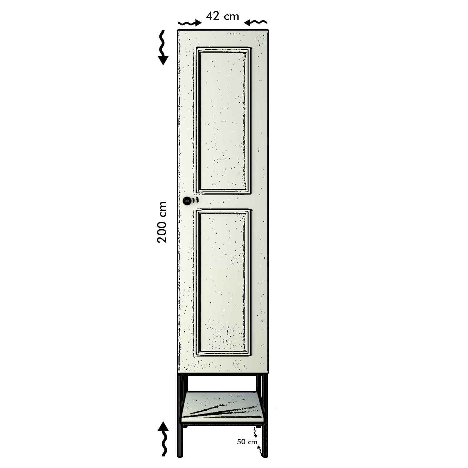 Sifonier, Hanah Home, pal melaminat, alb negru auriu, 42x50x200 cm — imaginea 10