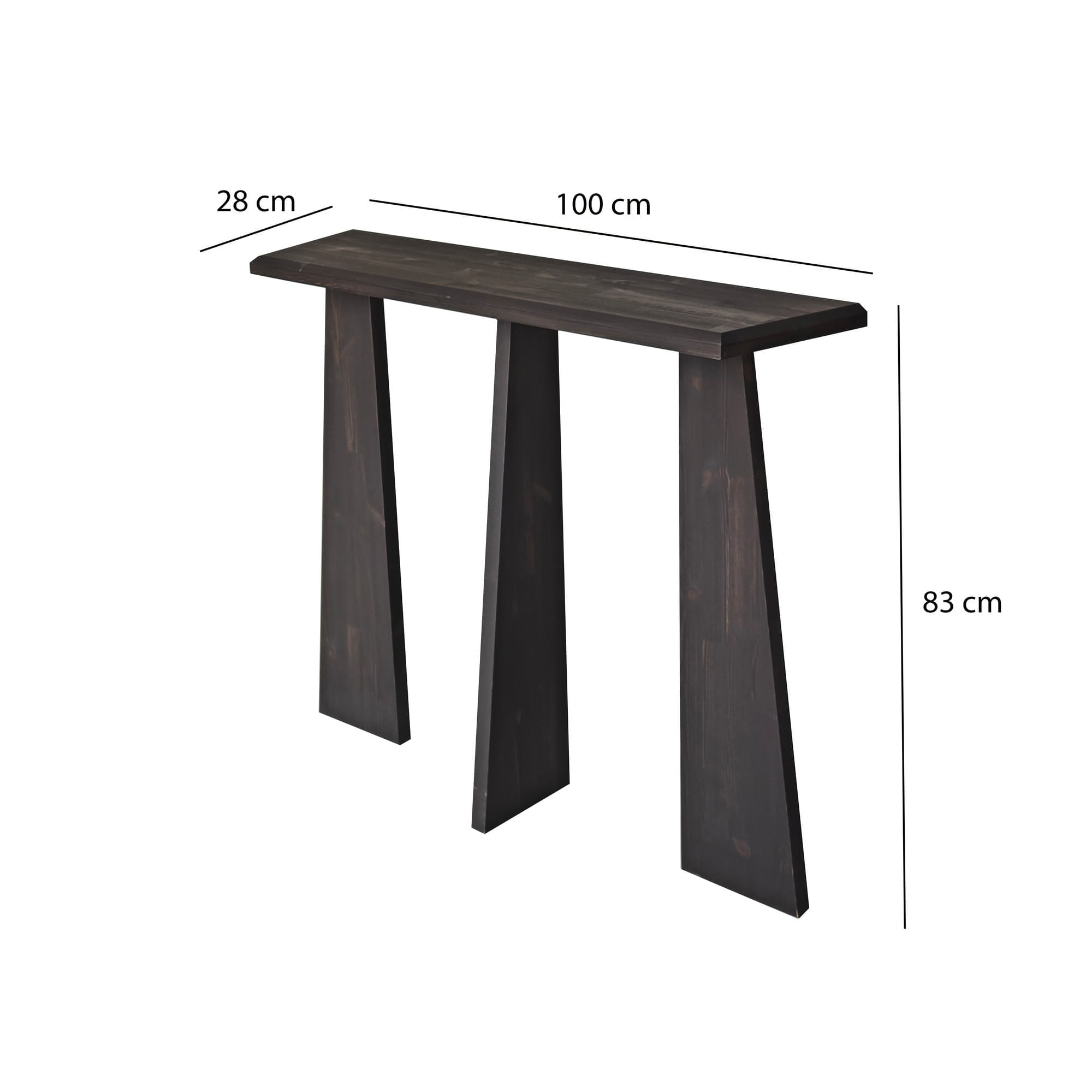 Comoda, Hanah Home, lemn masiv, antracit, 100x28x83 cm — imaginea 11