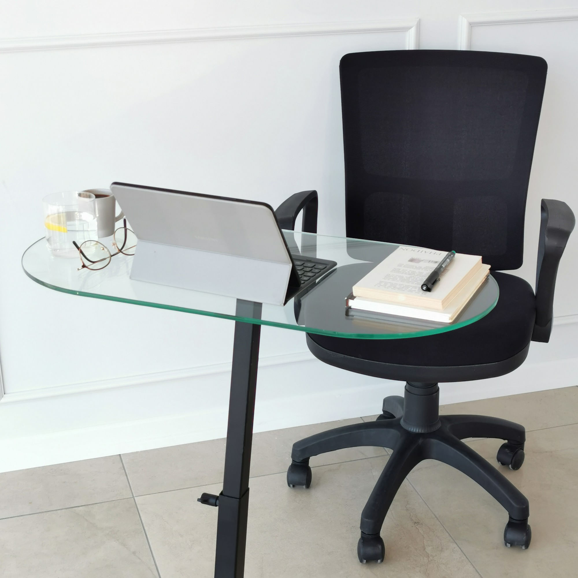 Masuta de cafea, Hanah Home, sticla securizata, cadru metalic, negru, 70x35x75 cm — imaginea 8