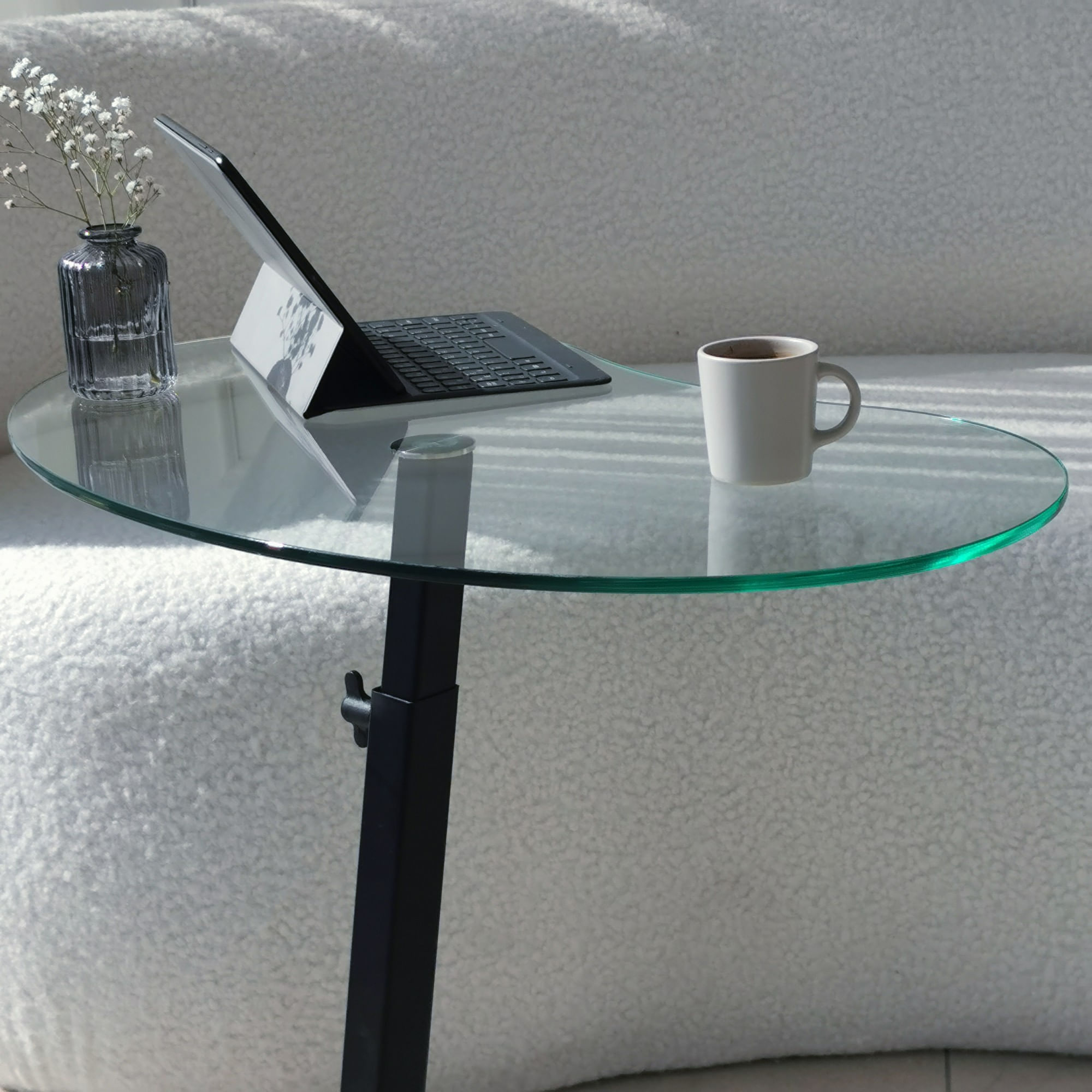 Masuta de cafea, Hanah Home, sticla securizata si metal, negru, 70x40x75 cm — imaginea 6