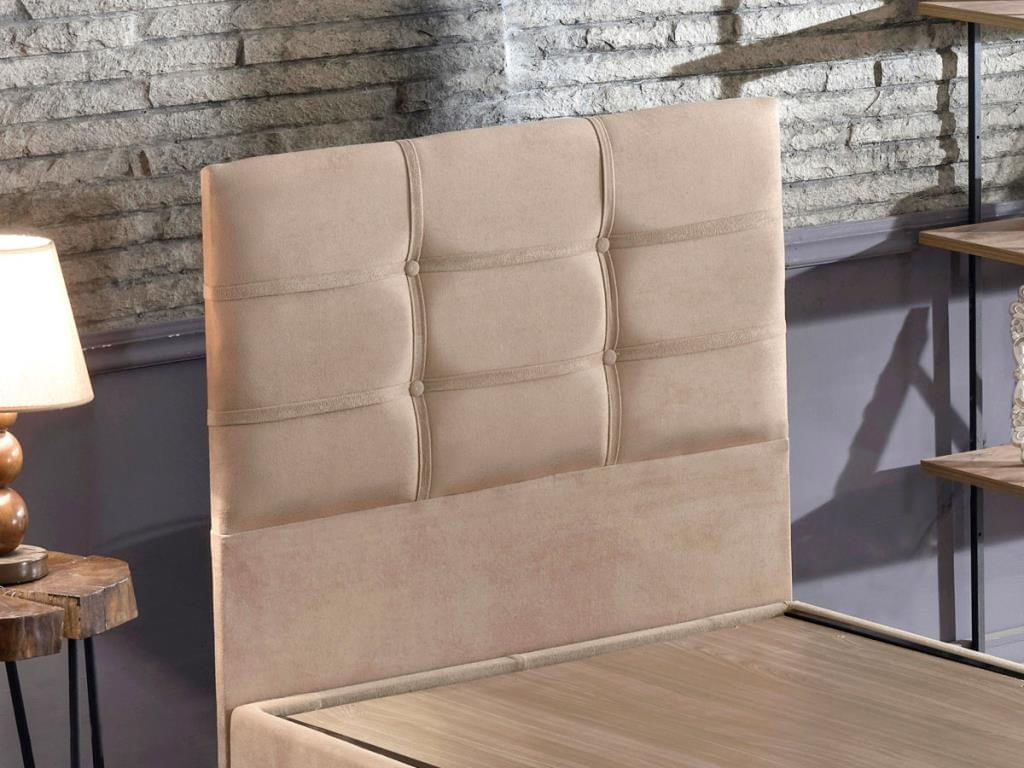 Somiera cu tablie, Hanah Home, otel, stofa soho, maro deschis, 90x190 cm — imaginea 2
