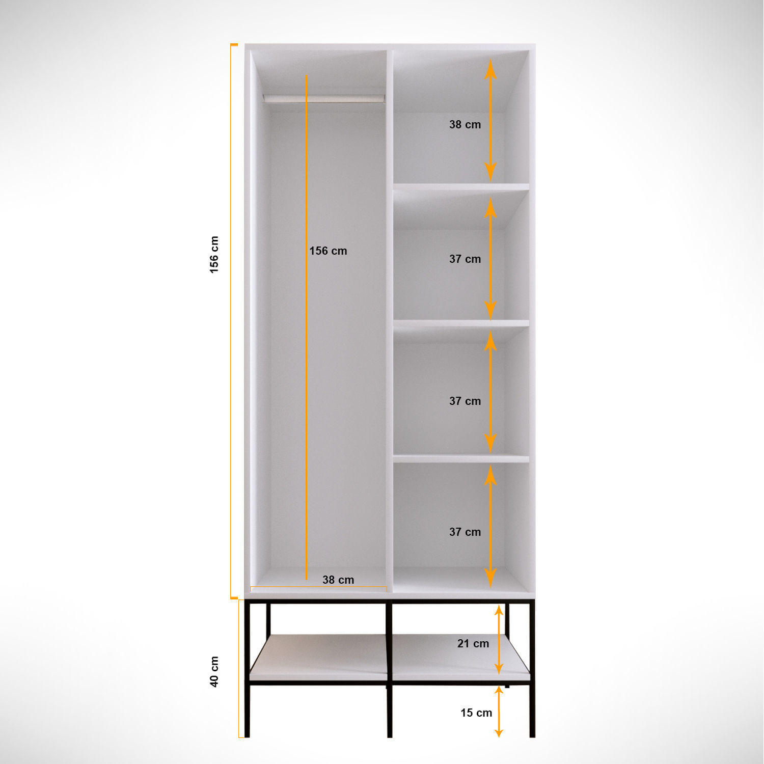 Dulap, Hanah Home, pal melaminat, alb, 84x50x200 cm — imaginea 2