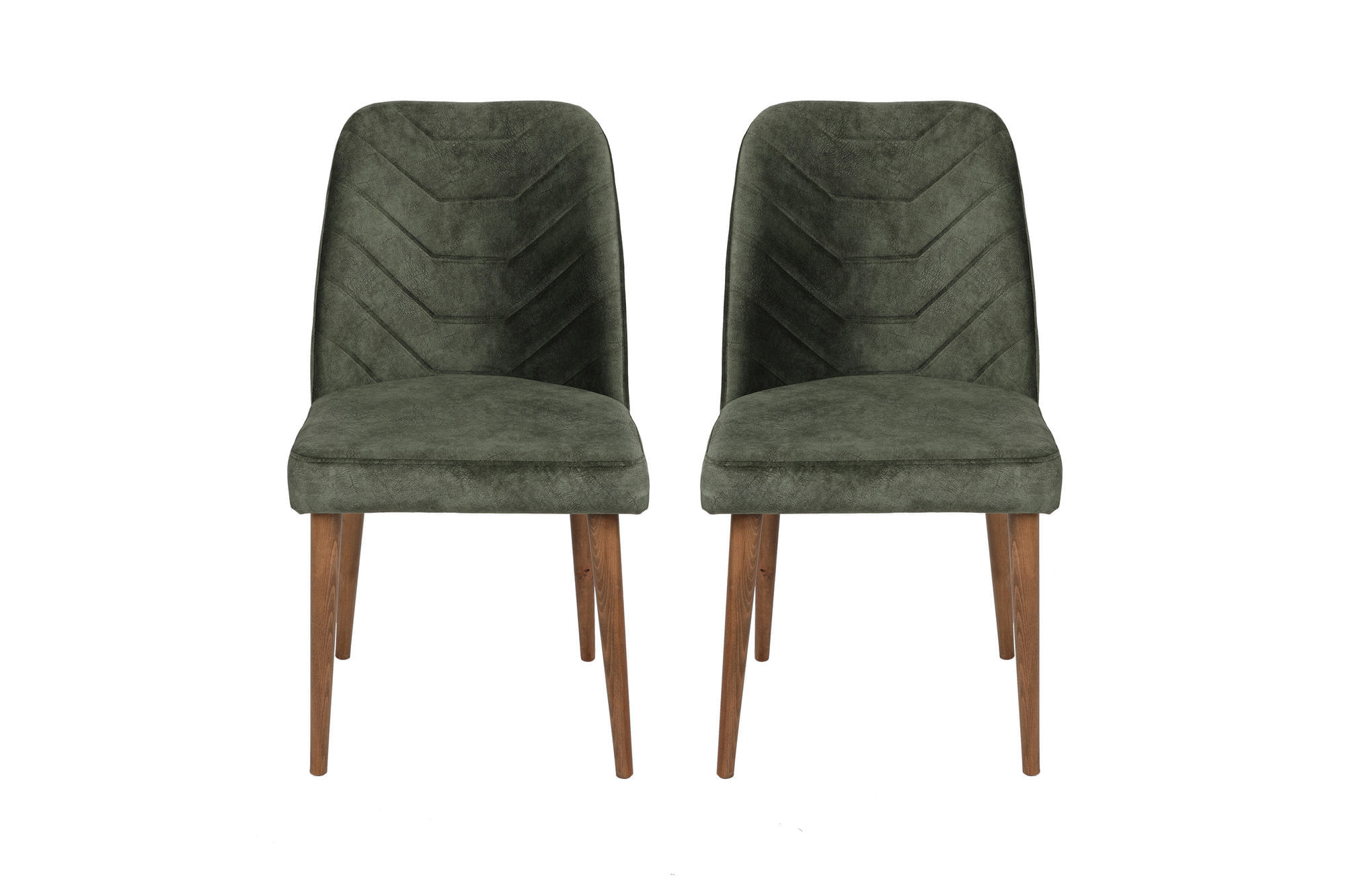 Set scaune, Hanah Home, catifea, nuc si verde inchis, 50x49x90 cm, 974NMB1194