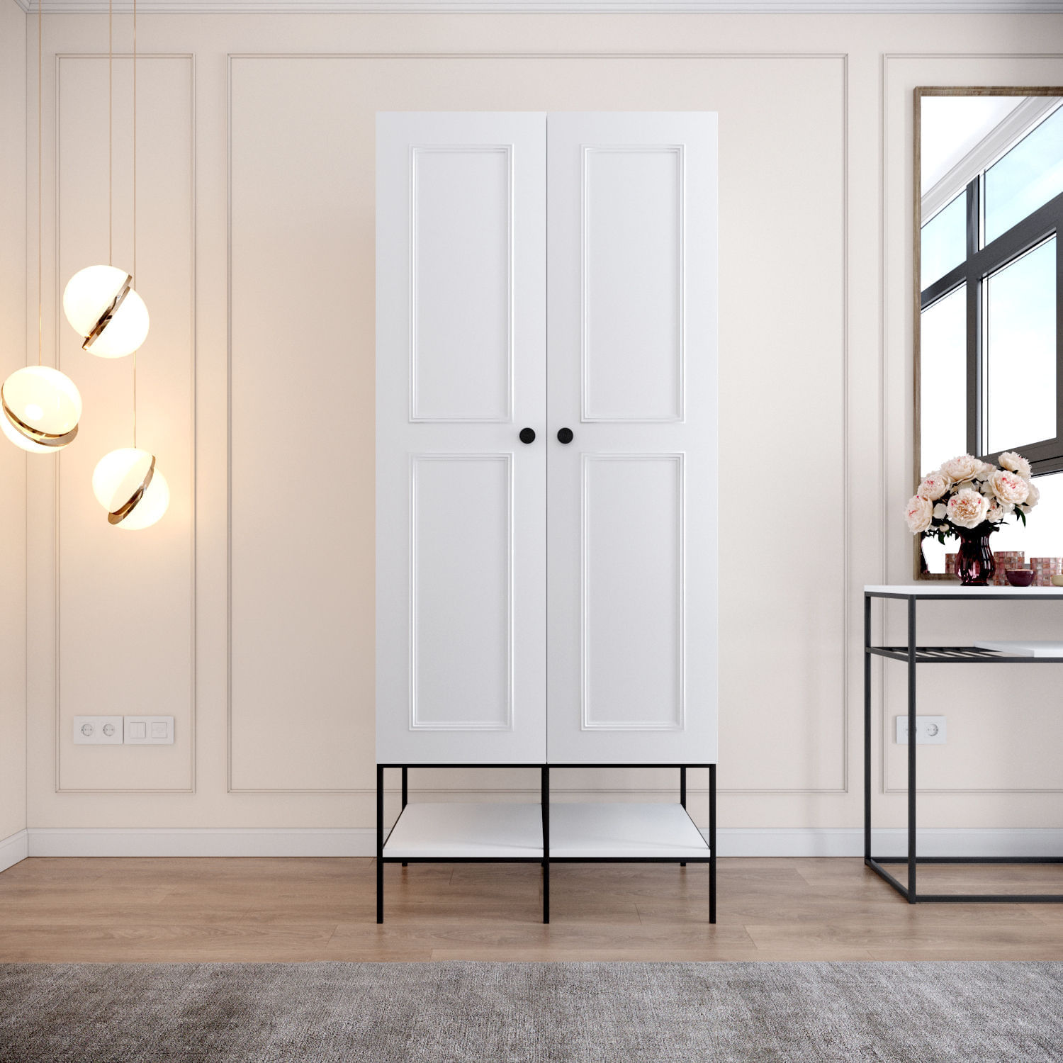 Dulap, Hanah Home, pal melaminat, alb, 84x50x200 cm — imaginea 8