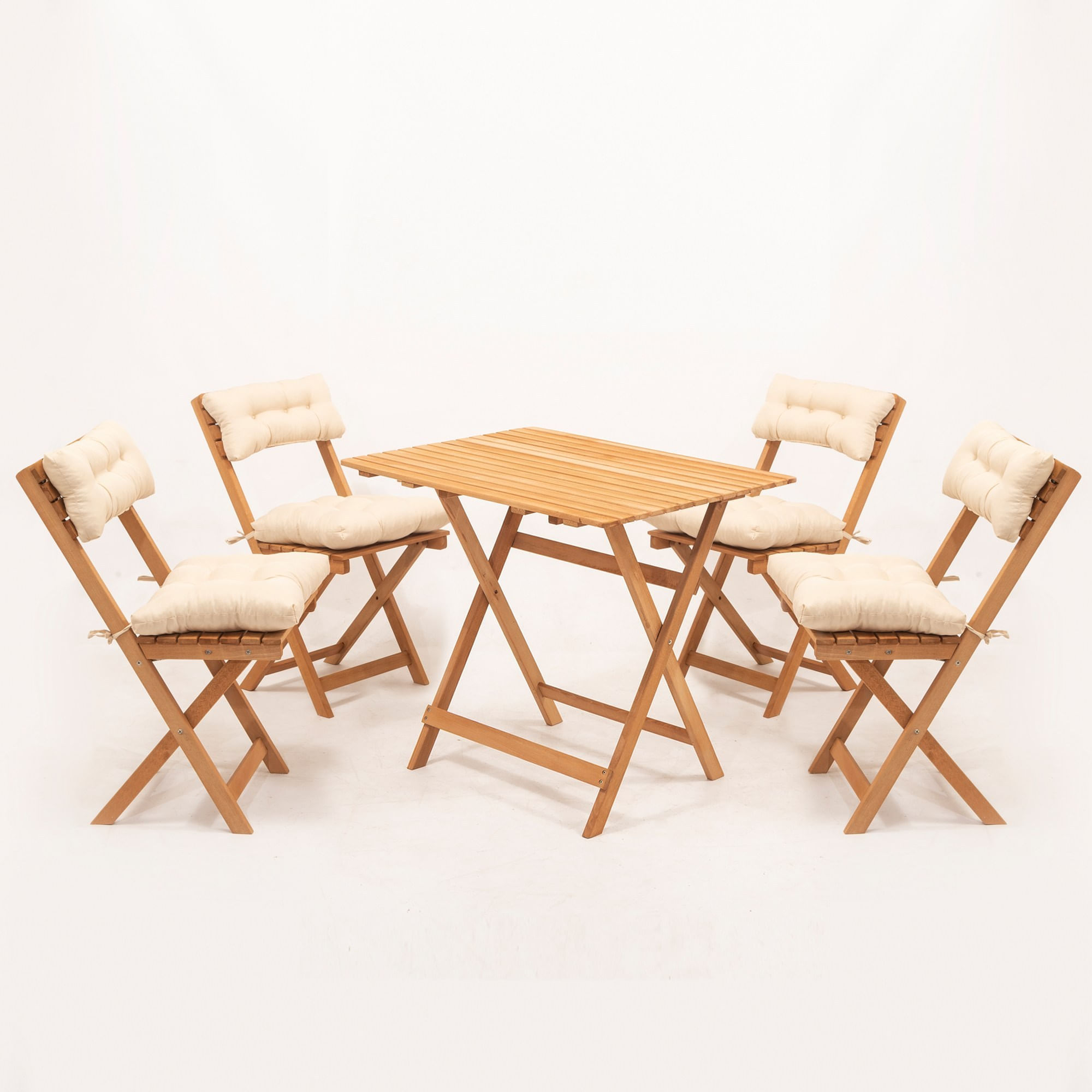 Set masa si scaune gradina, Hanah Home, lemn fag, natural crem, masa 80x60x72 cm, 2 scaune 40x30x81 cm, 644MYD1152 — imaginea 3