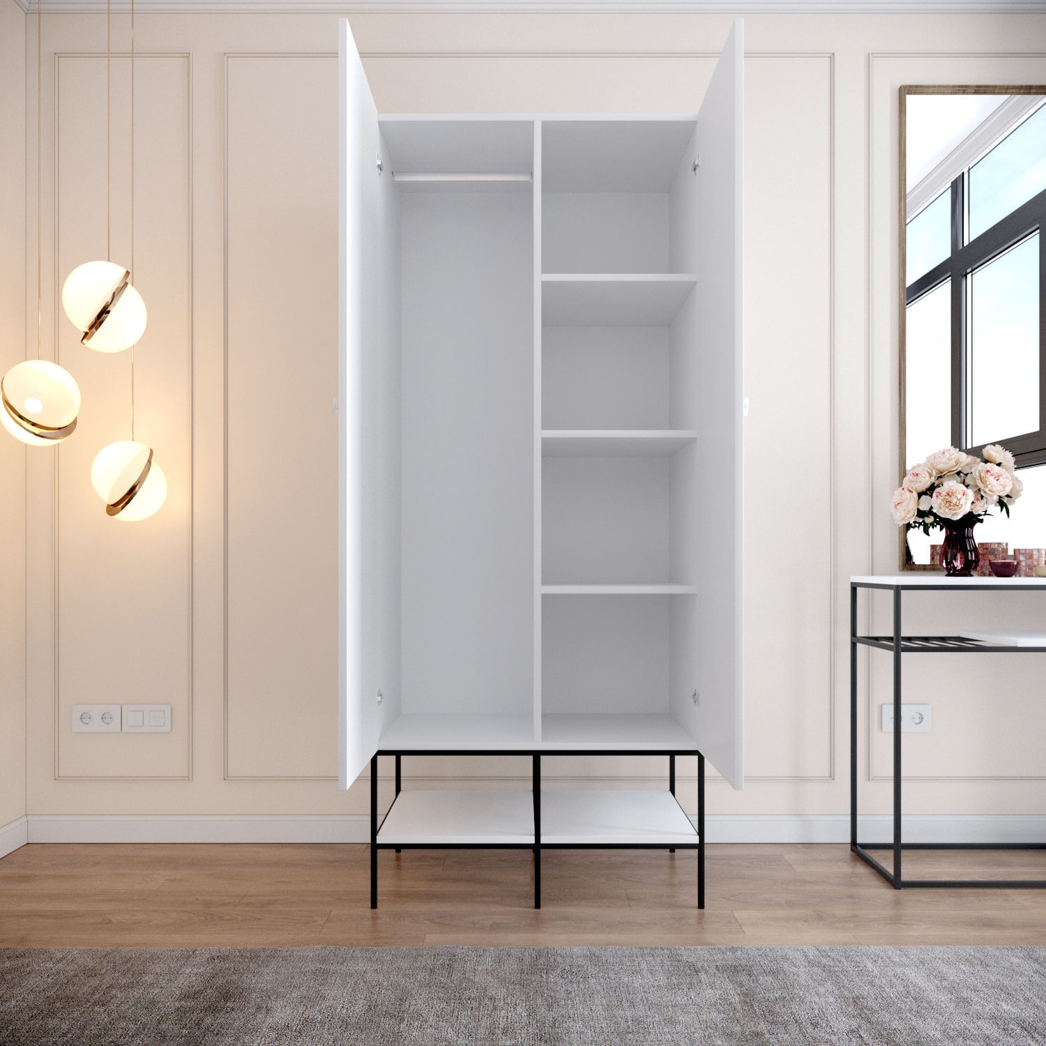 Dulap, Hanah Home, pal melaminat, alb, 84x50x200 cm — imaginea 9