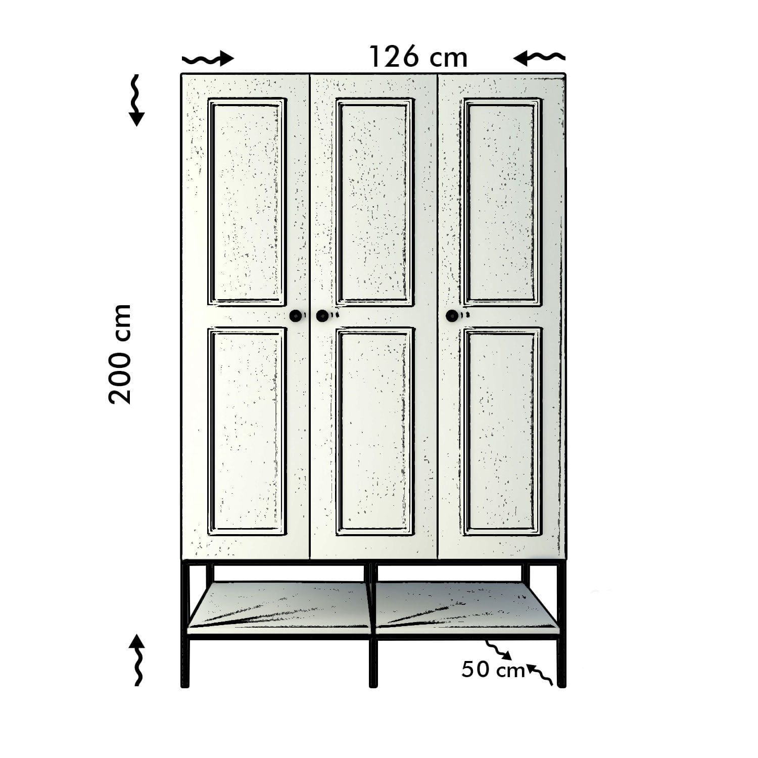 Dulap, Hanah Home, pal melaminat, alb negru auriu, 126x50x200 cm — imaginea 10