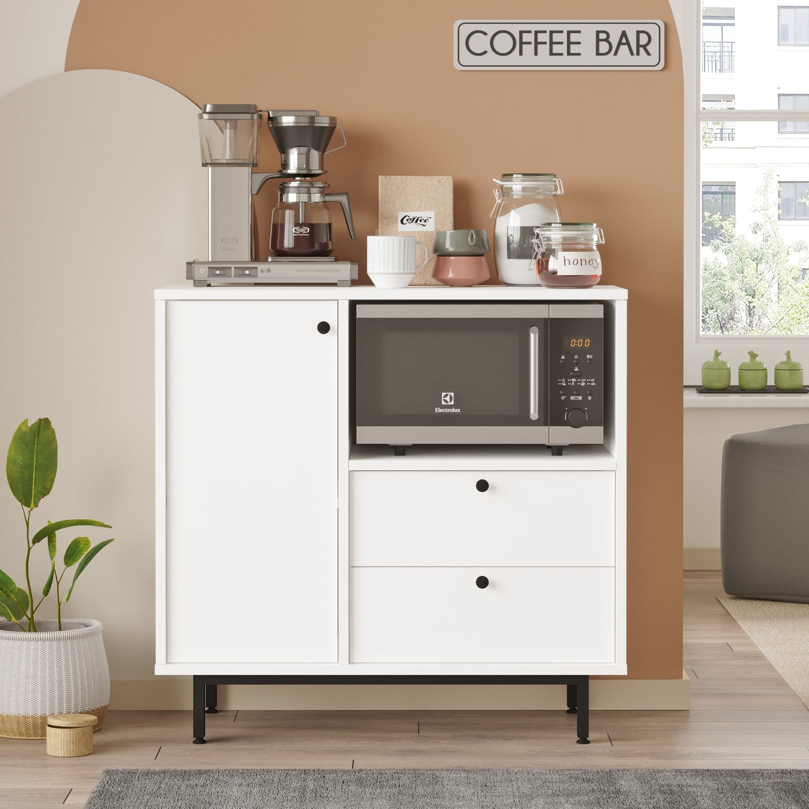 Dulap multifunctional, Hanah Home, pal melaminat, alb, 88x35.5x85 cm — imaginea 2