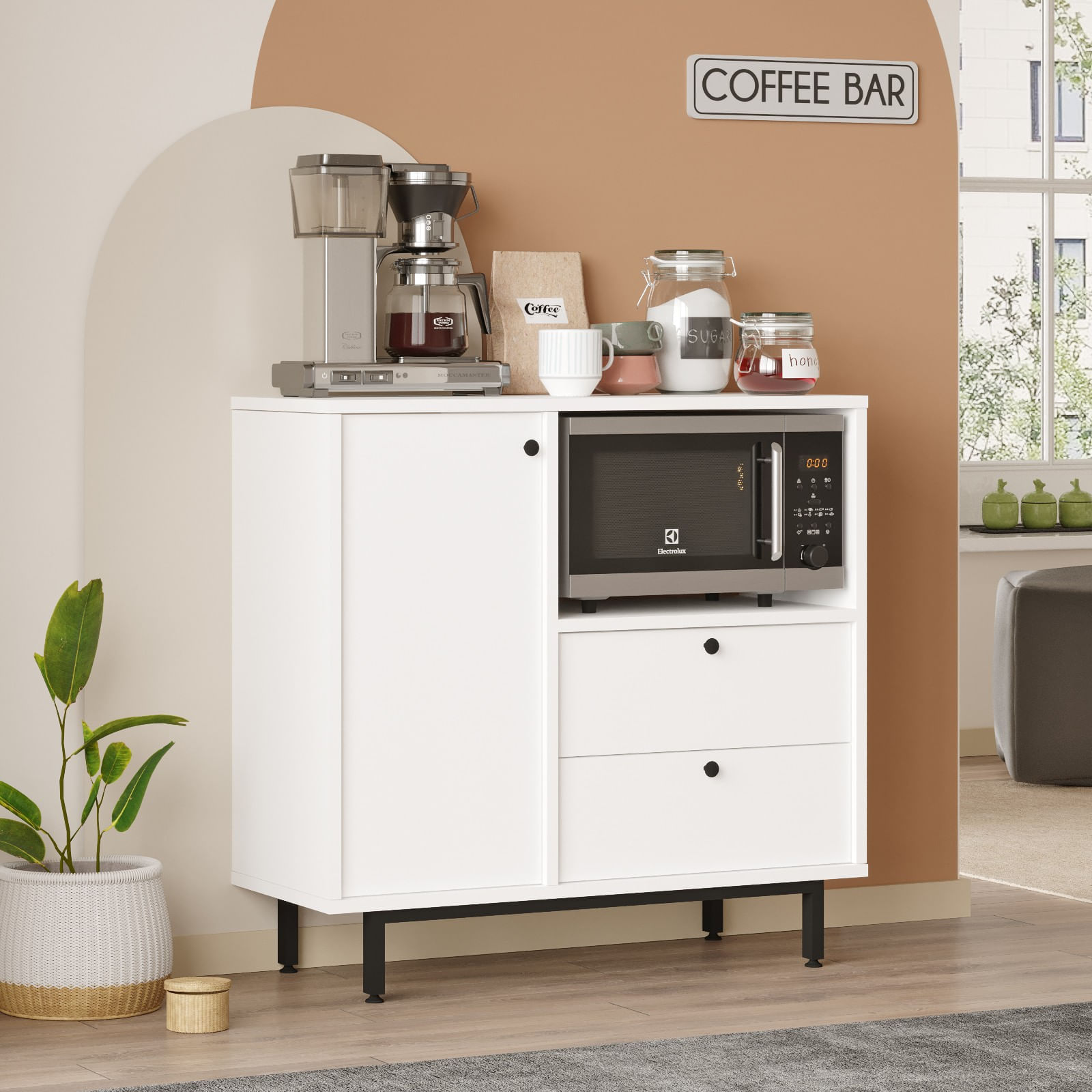 Dulap multifunctional, Hanah Home, pal melaminat, alb, 88x35.5x85 cm — imaginea 3