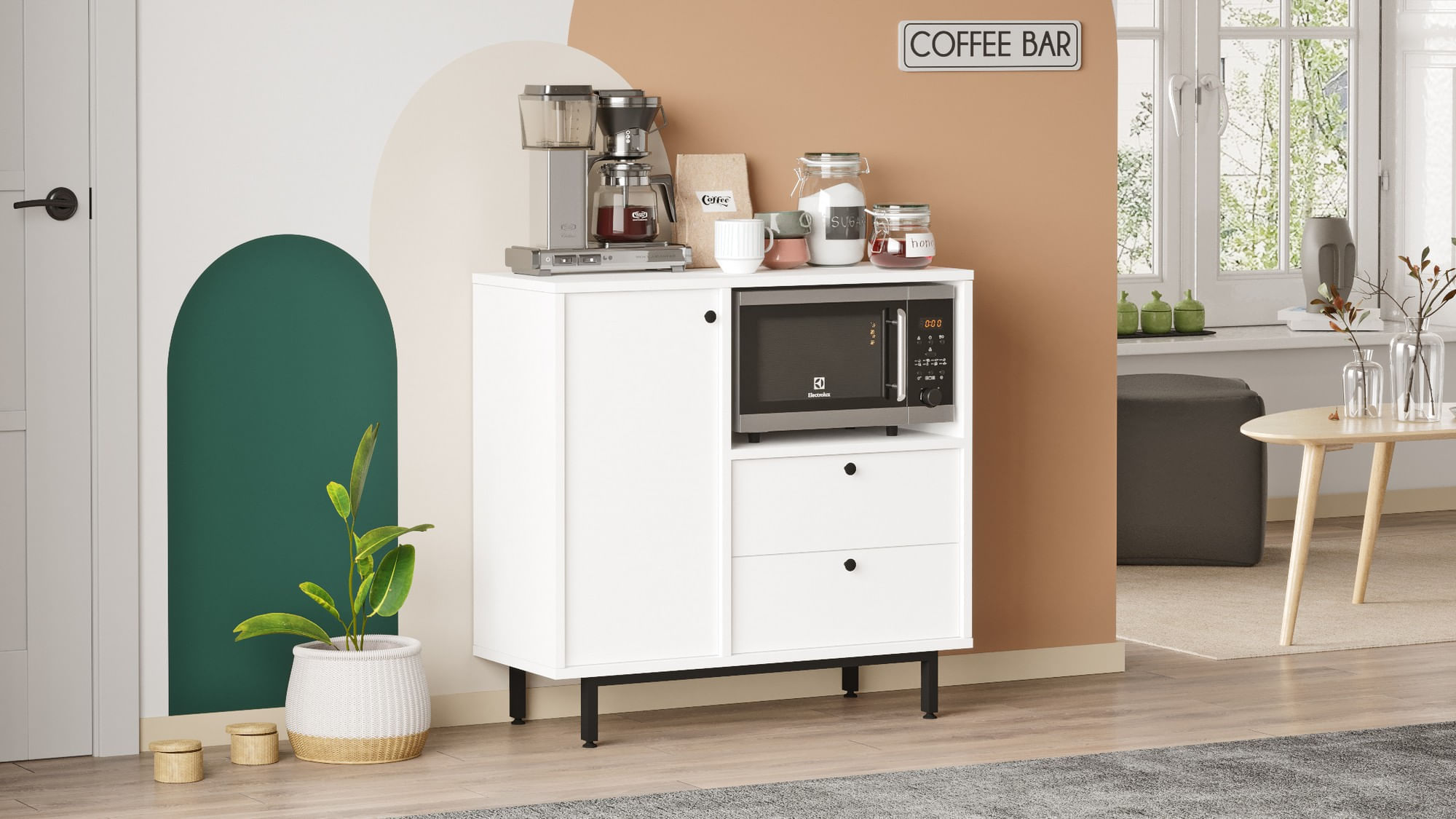 Dulap multifunctional, Hanah Home, pal melaminat, alb, 88x35.5x85 cm — imaginea 4