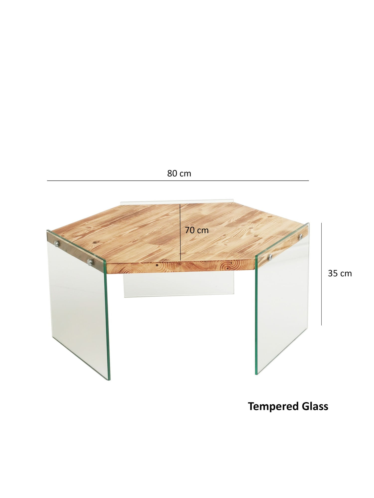 Masuta de cafea, Hanah Home, lemn masiv de pin, stejar, 80x70x35 cm — imaginea 7