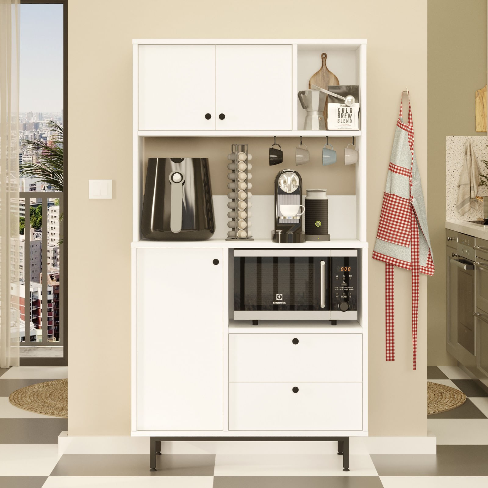 Dulap multifunctional, Hanah Home, pal melaminat, alb, 88x35.5x161.2 cm — imaginea 2