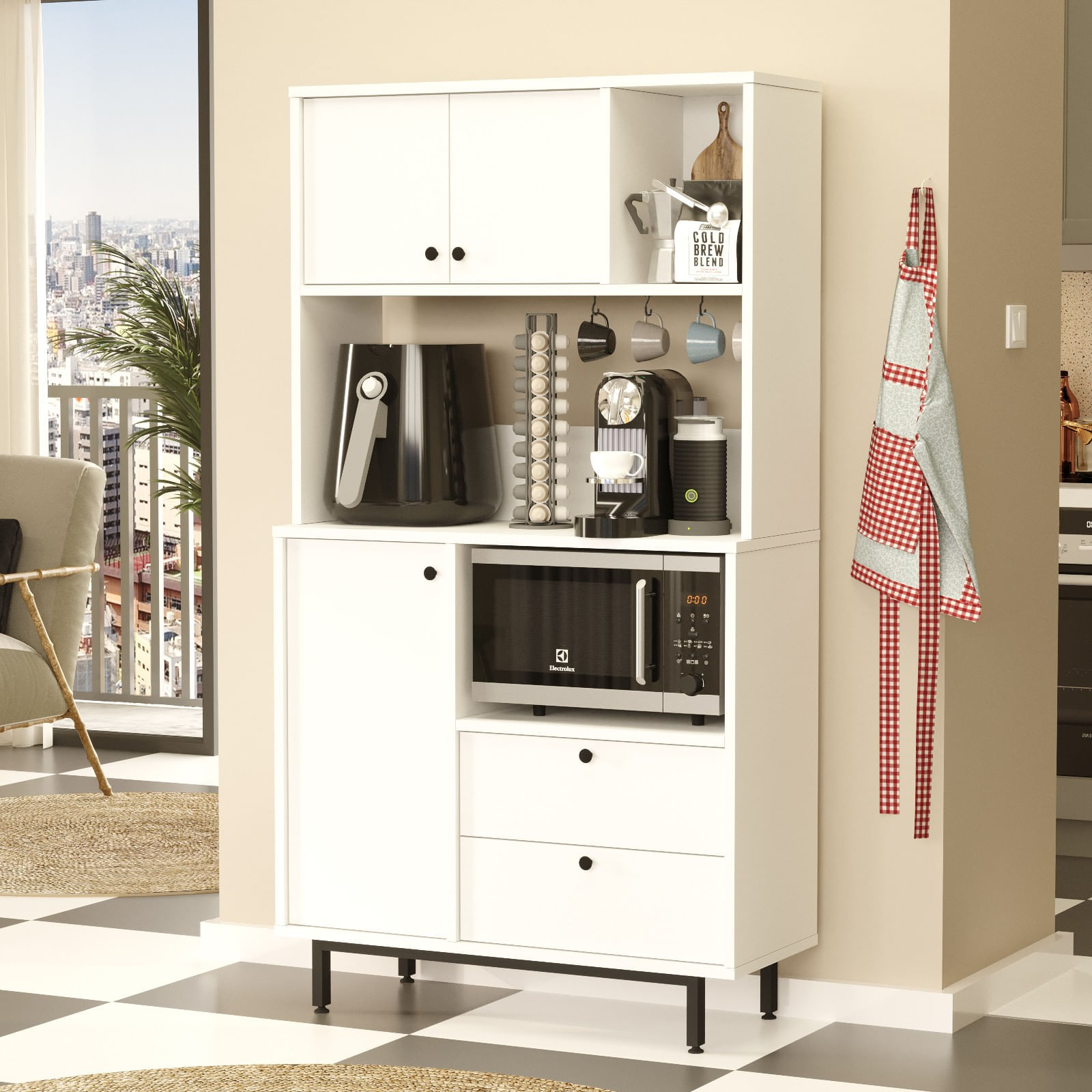 Dulap multifunctional, Hanah Home, pal melaminat, alb, 88x35.5x161.2 cm — imaginea 3